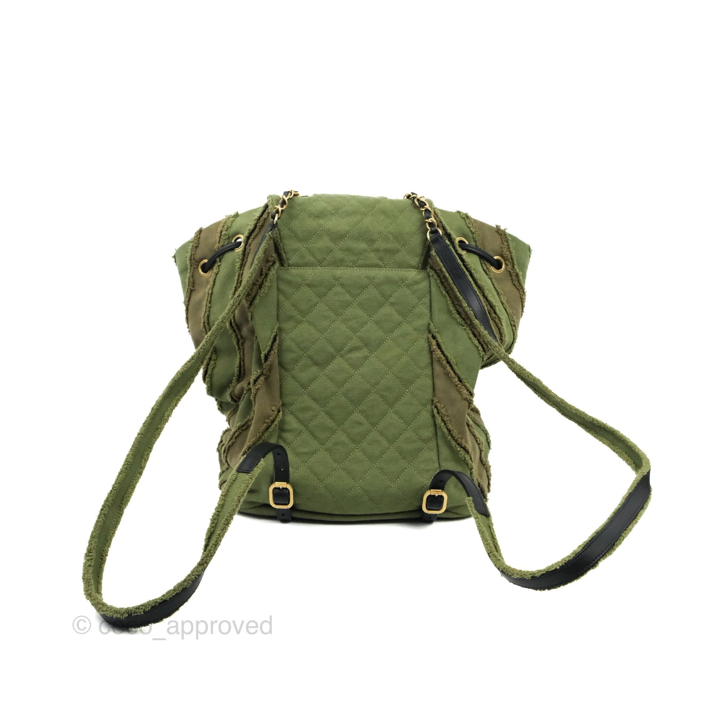 Chanel Coco Cuba Patchwork Chevron Backpack Green Canvas 2017 Cruise