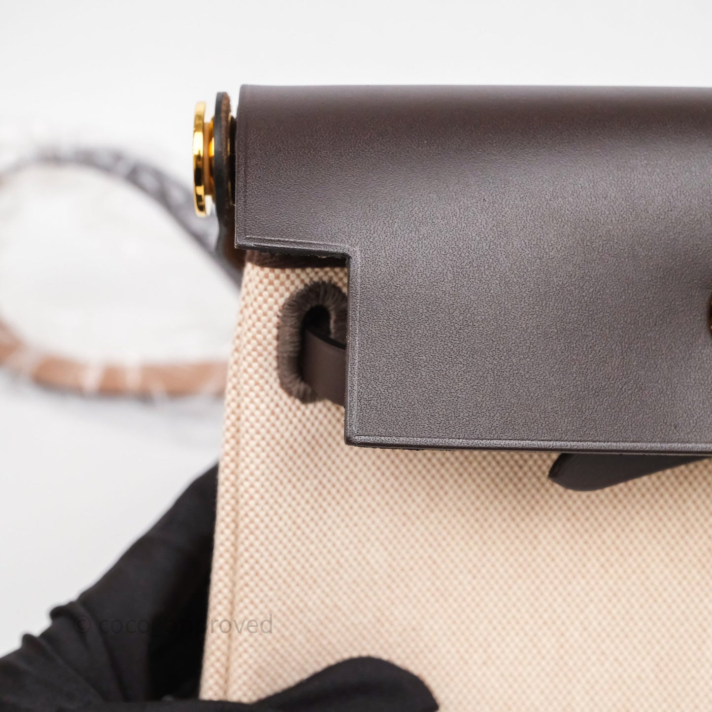 Hermès Herbag Zip 20 Mini Ecru Beige 14/ Ebene 46 Canvas Gold Hardware