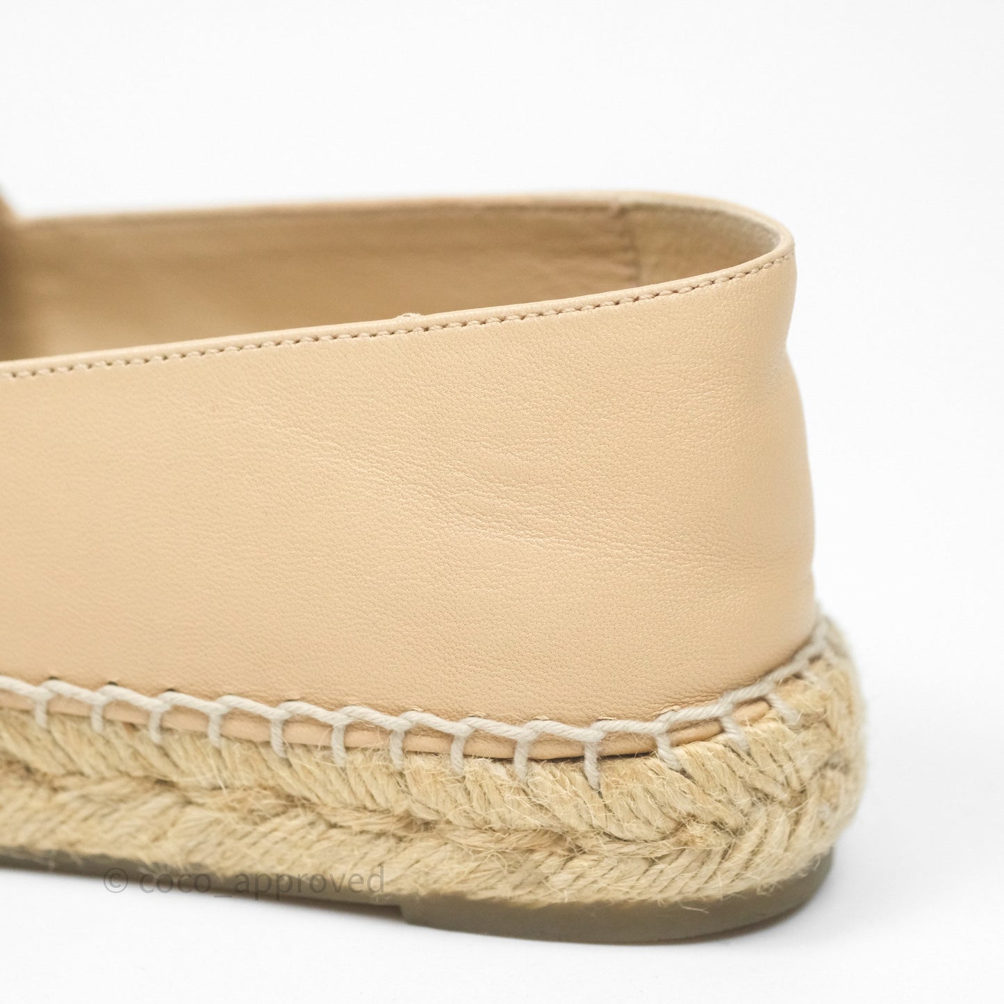 Chanel CC Espadrilles Beige Black Lambskin Size 36