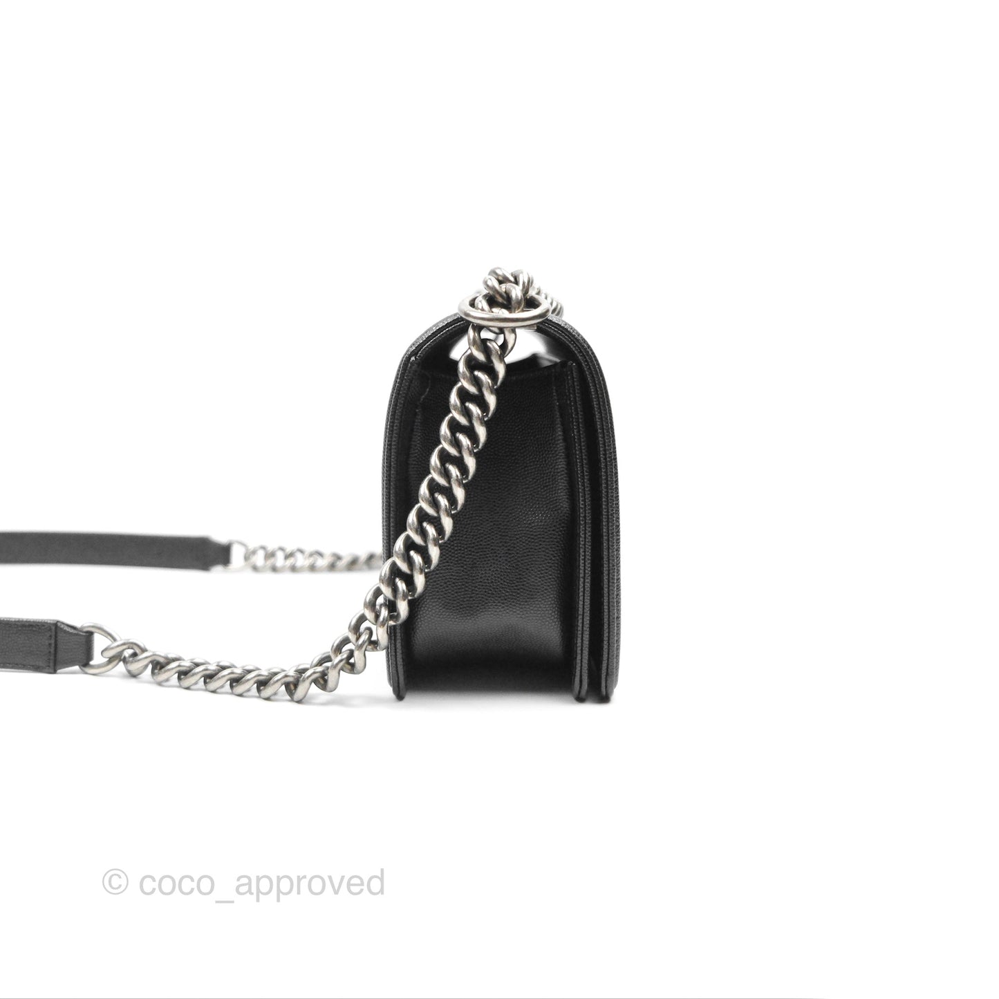 Chanel Quilted Medium Boy Black Caviar Ruthenium Hardware