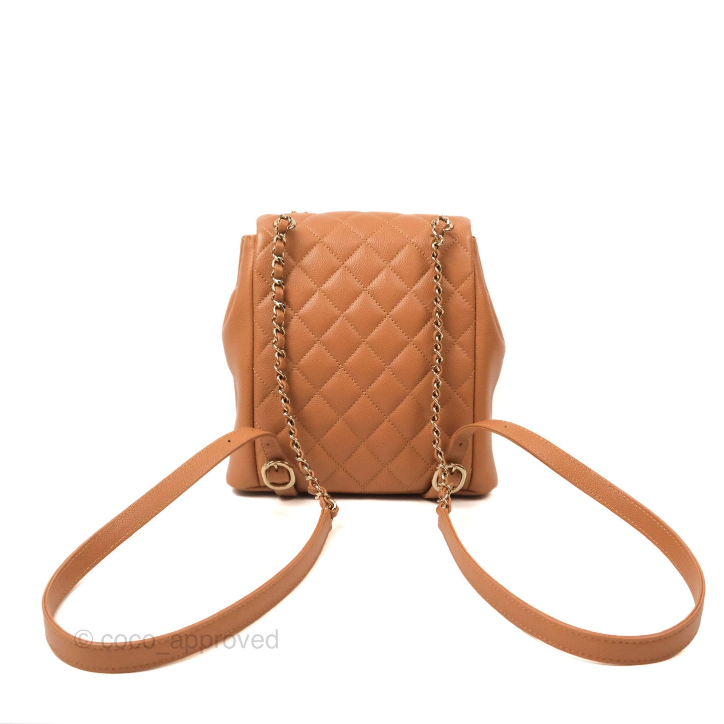 Chanel Duma Backpack Medium Dark Caramel Beige Caviar Gold Hardware
