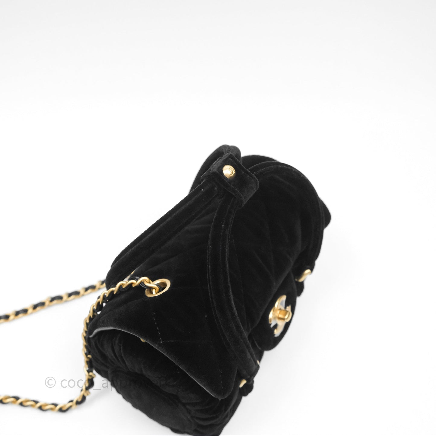 Chanel Velvet Mini Bag Black Gold Hardware
