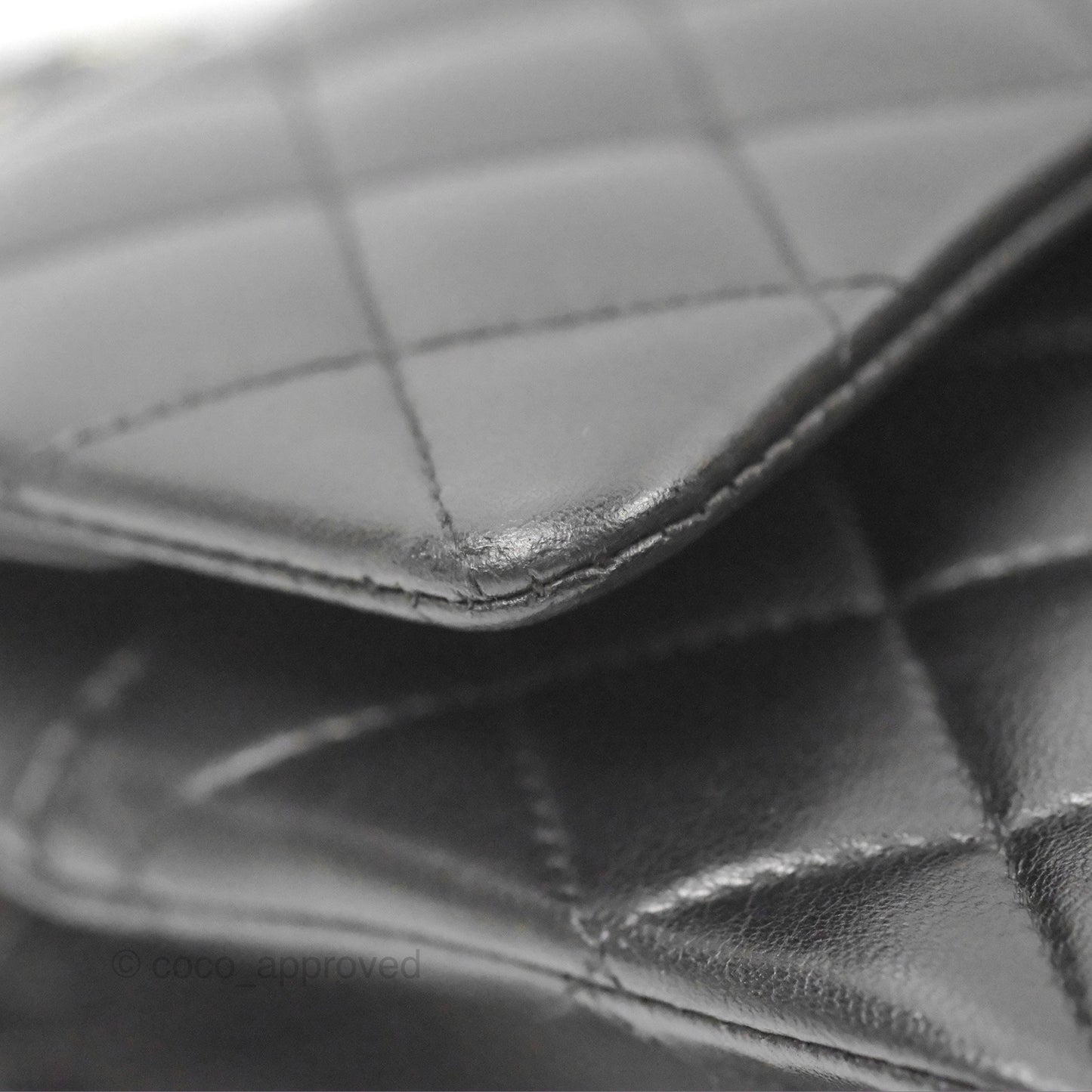 Chanel Classic M/L Medium Flap Quilted Black Lambskin Silver Hardware