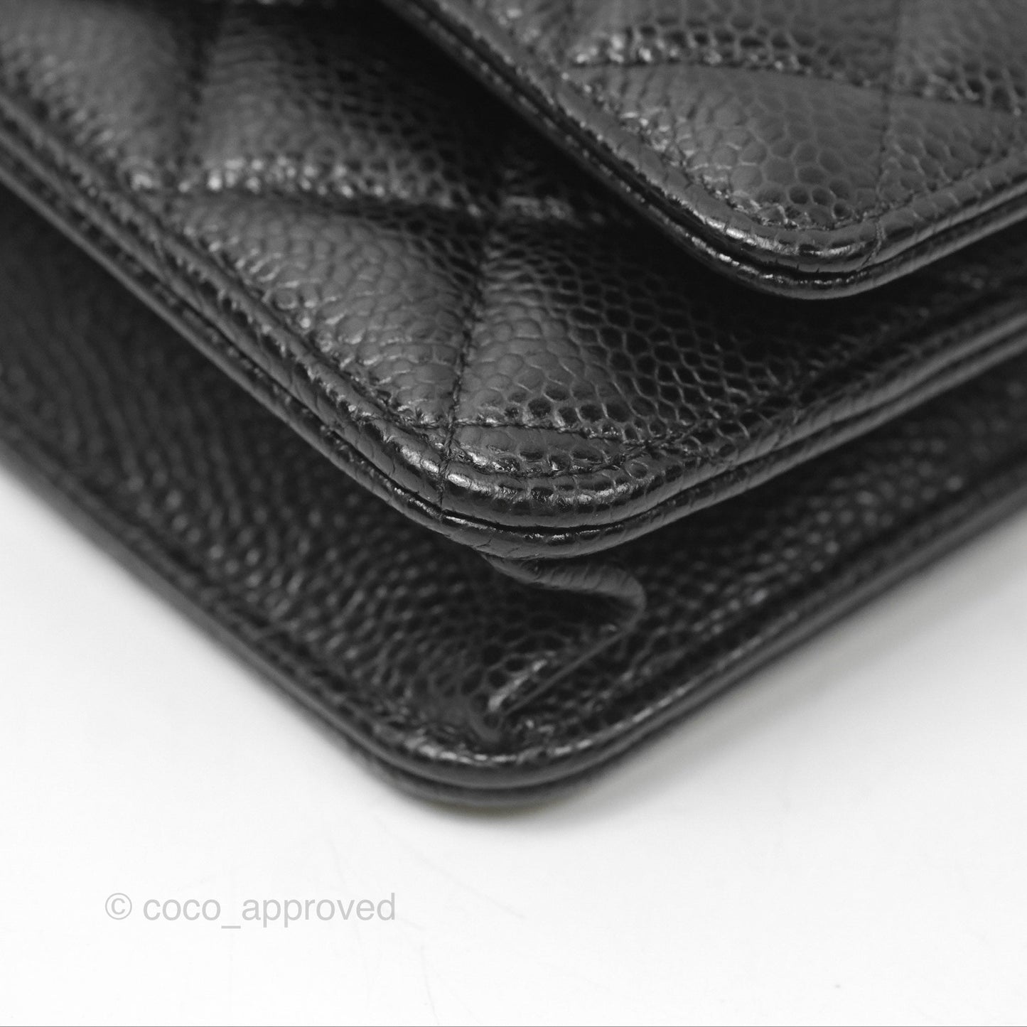Chanel Quilted Classic Wallet On Chain WOC Black Caviar Silver Hardware