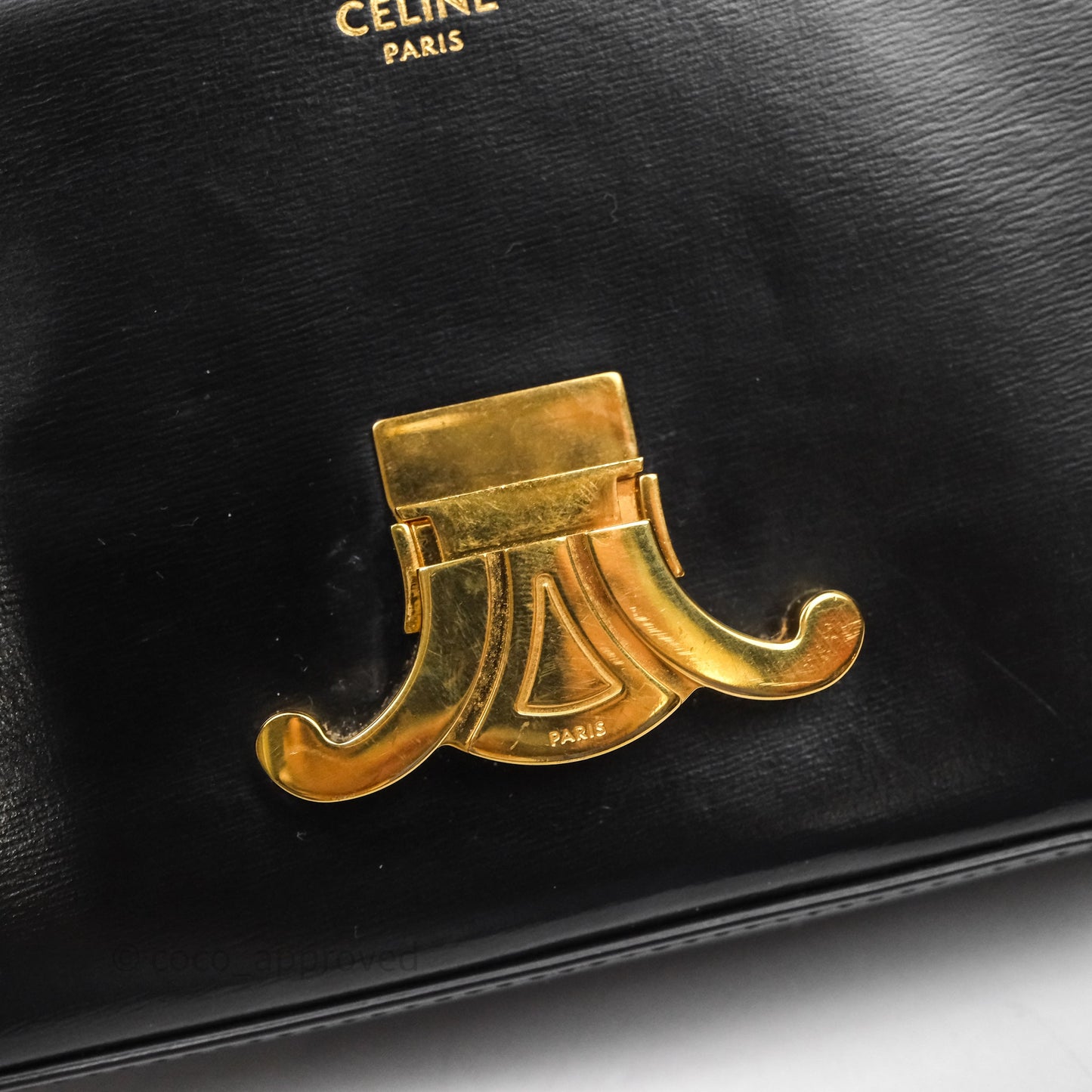 Celine Triomphe Shoulder Bag Black Calfskin