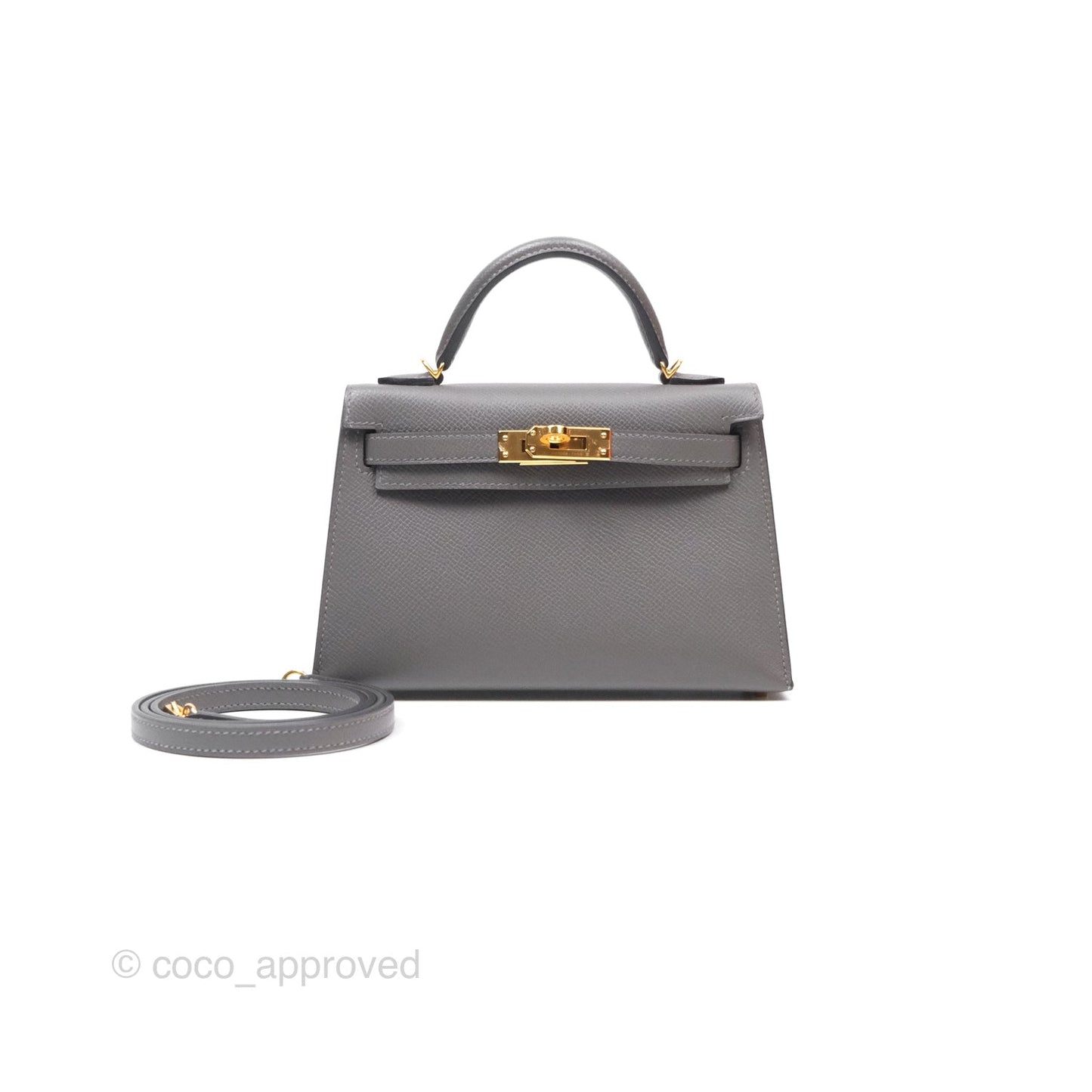 Hermès Mini Kelly II Gris Meyer 0L Epsom Gold Hardware