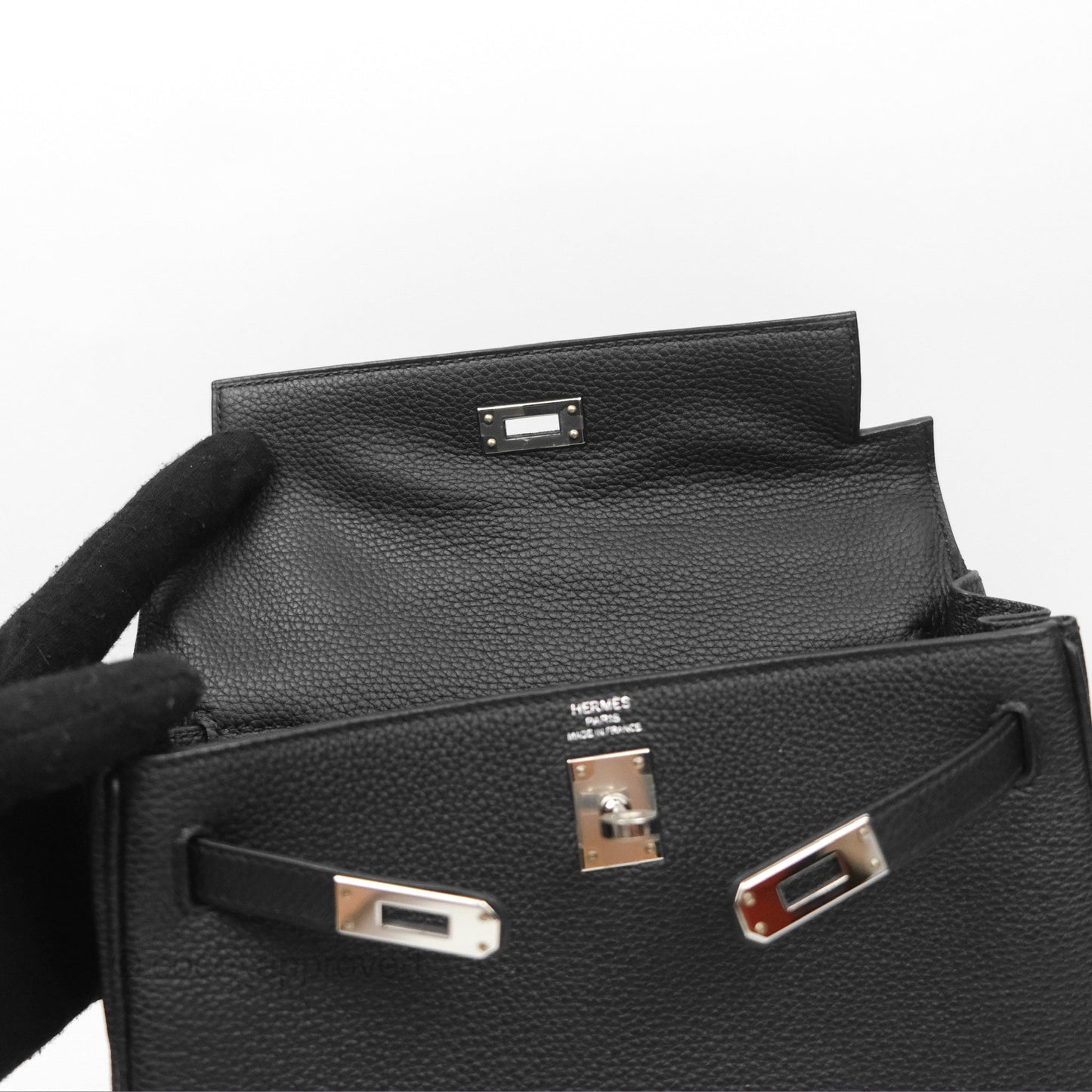 Hermès Retourne Kelly 25 Black Togo Palladium Hardware