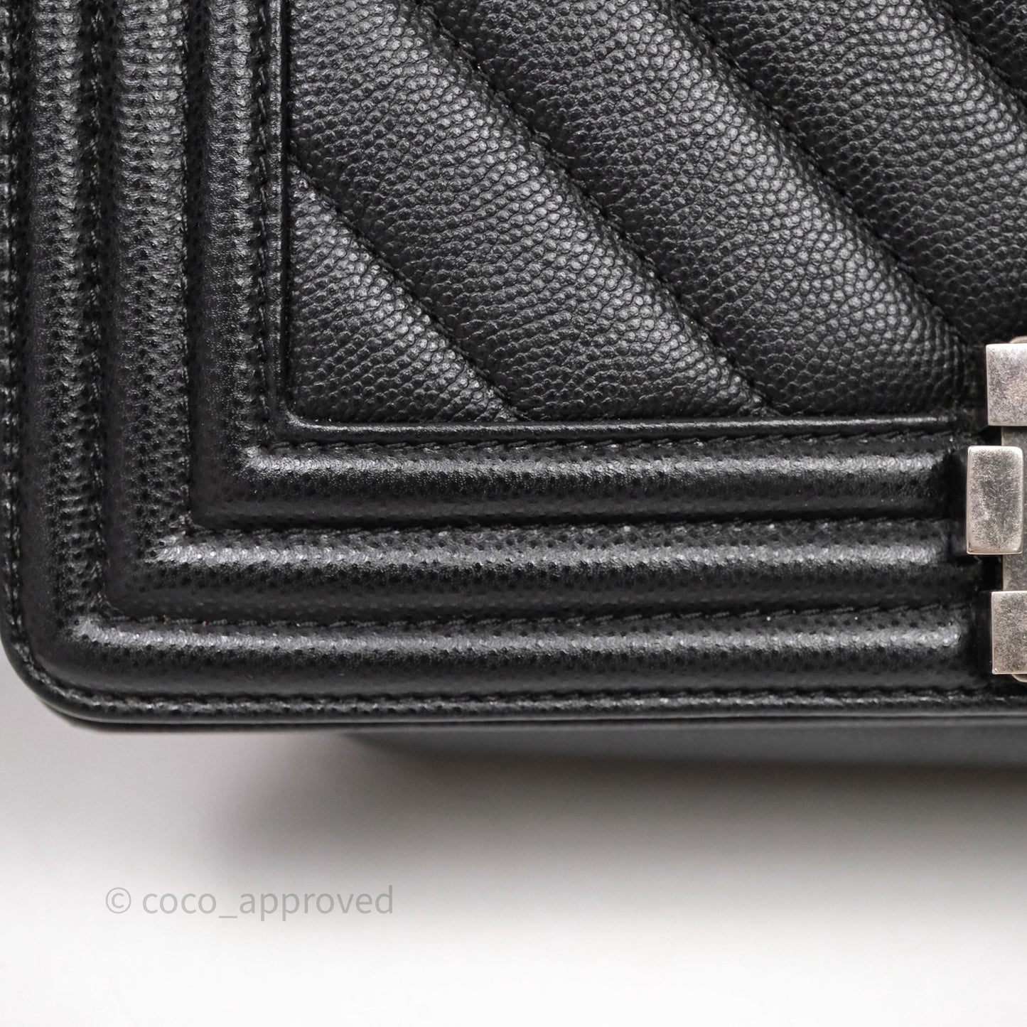 Chanel Medium Boy Chevron Black Caviar Ruthenium Hardware