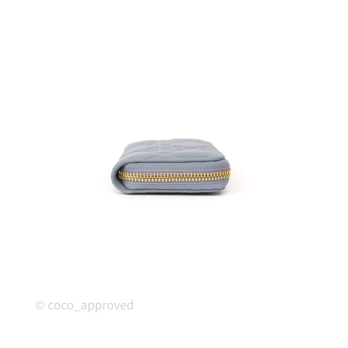 Dior Small Lady Dior Voyageur Coin Purse Cloud Blue Lambskin Cannage