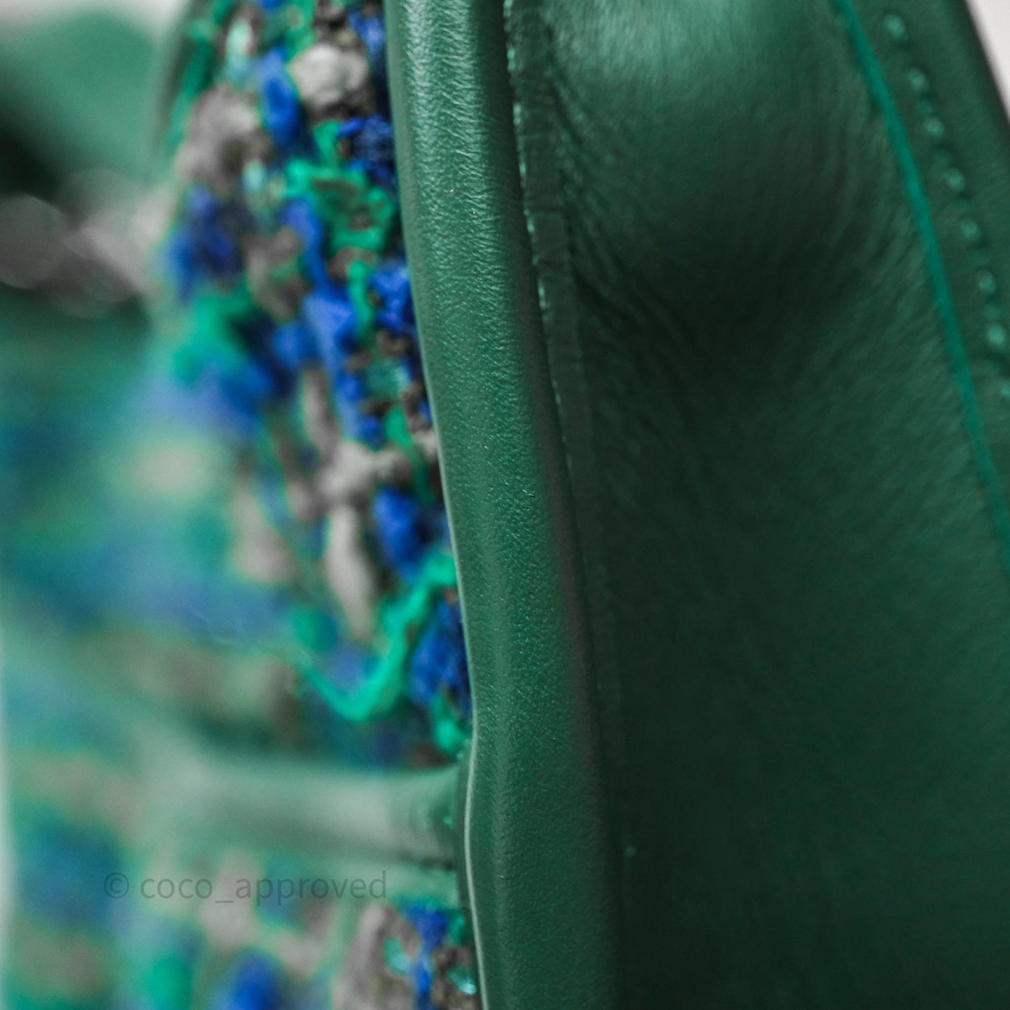 Chanel Tweed Jungle Stroll Hobo Bag Green Silver Hardware