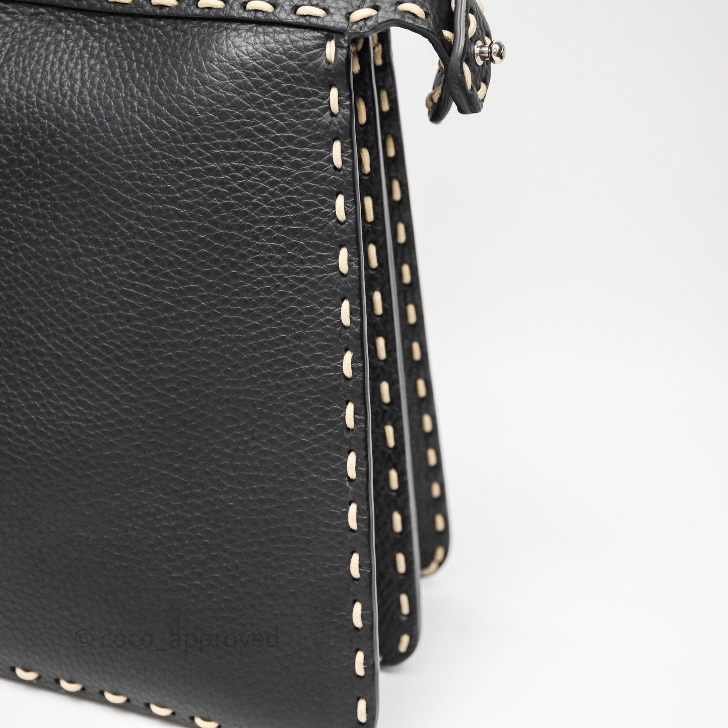 Fendi Peekaboo ISeeU Python Handle Handbag Black Calfskin Silver Hardware