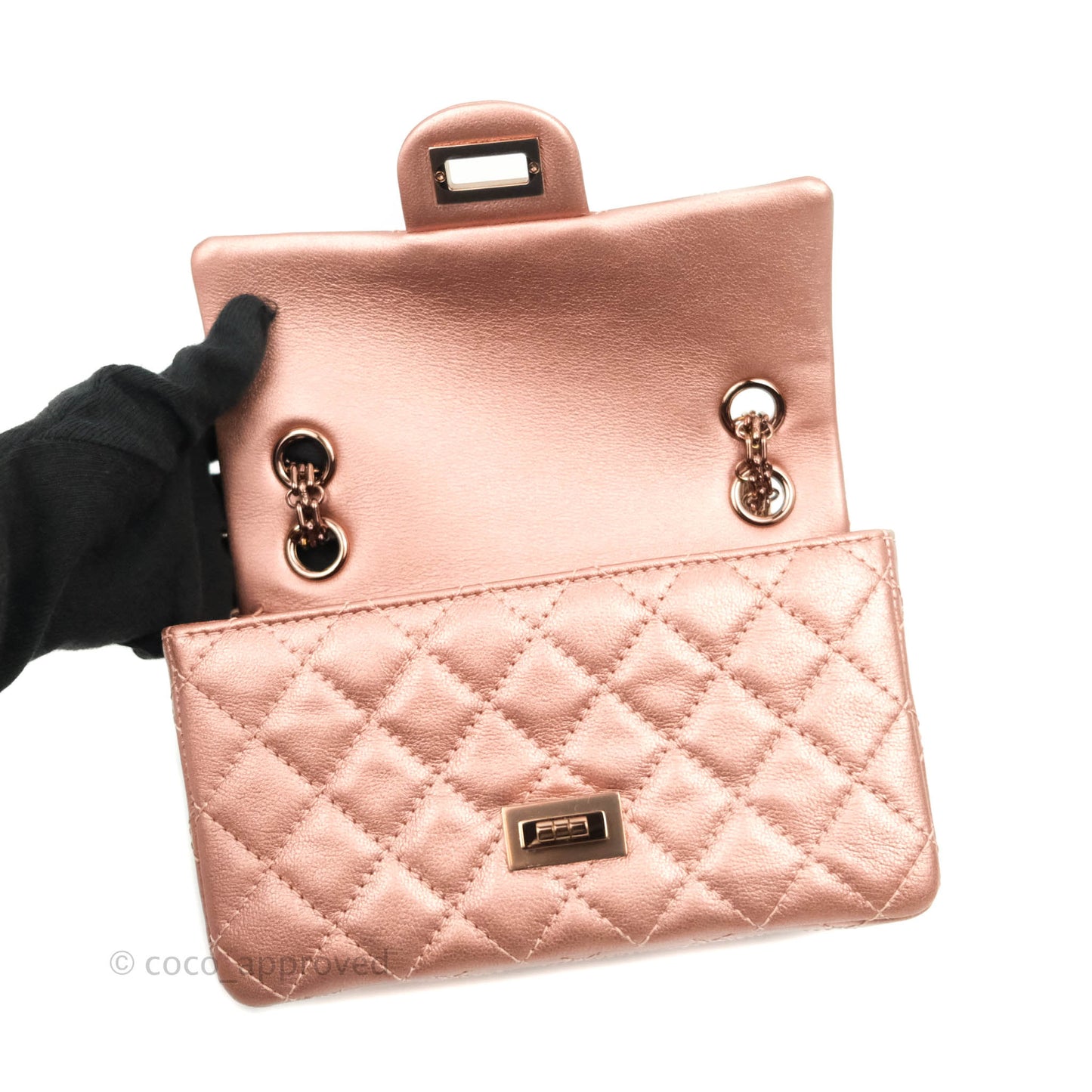 Chanel Mini Reissue 224 Metallic Calfskin Rose Gold