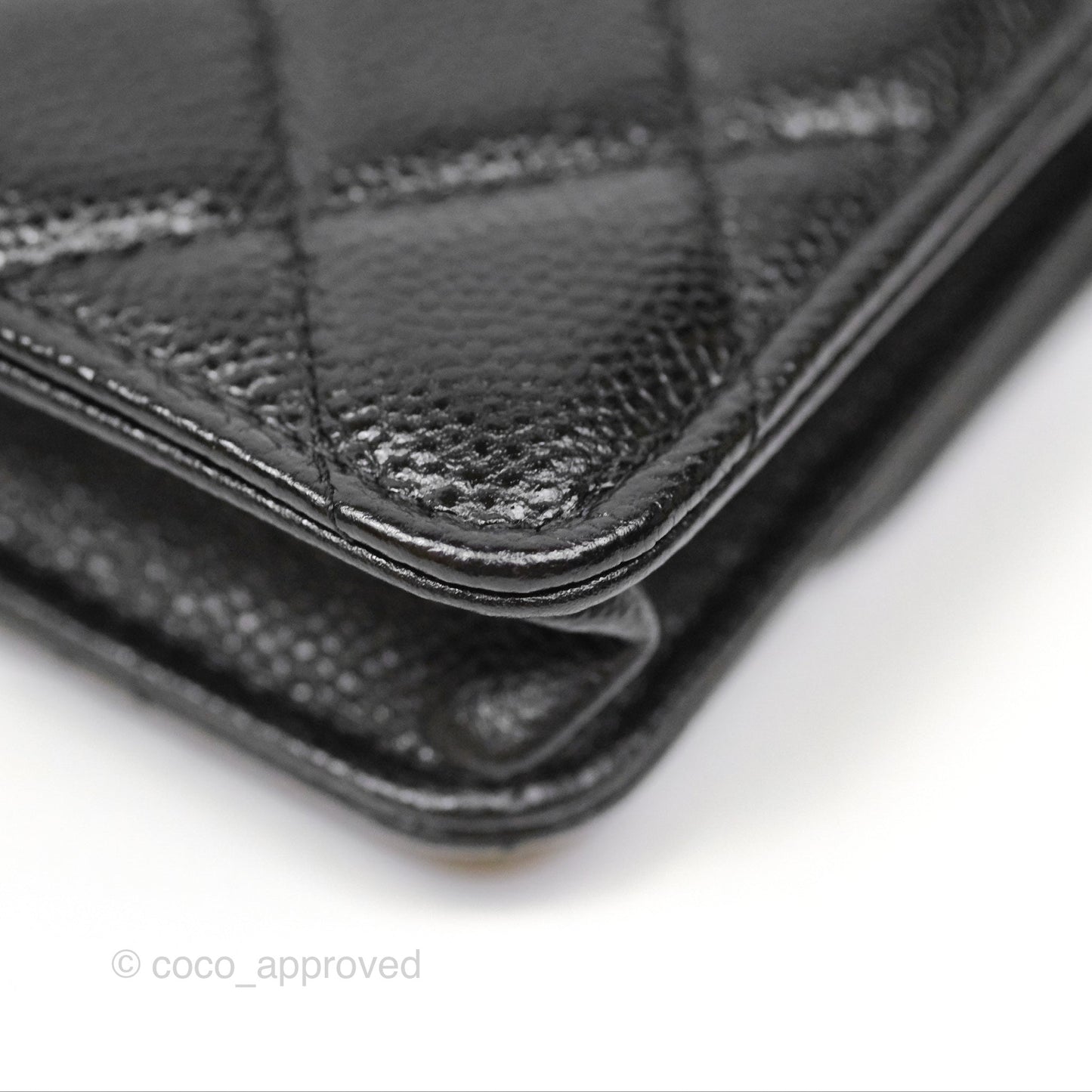 Chanel Miss Coco Clutch With Chain Quilted Black Caviar Gold Hardware