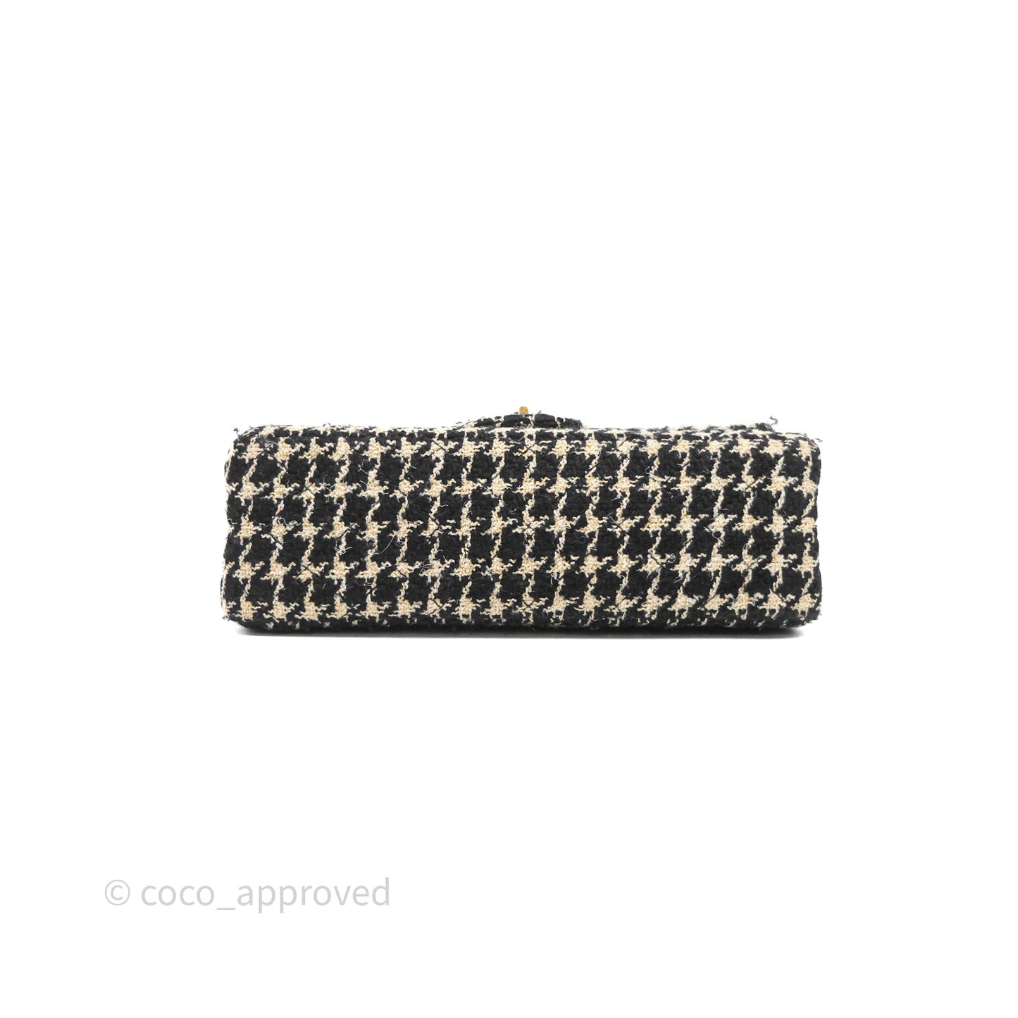 Chanel Reissue 225 Flap Houndstooth Beige Black Fabric Antique Gold Hardware