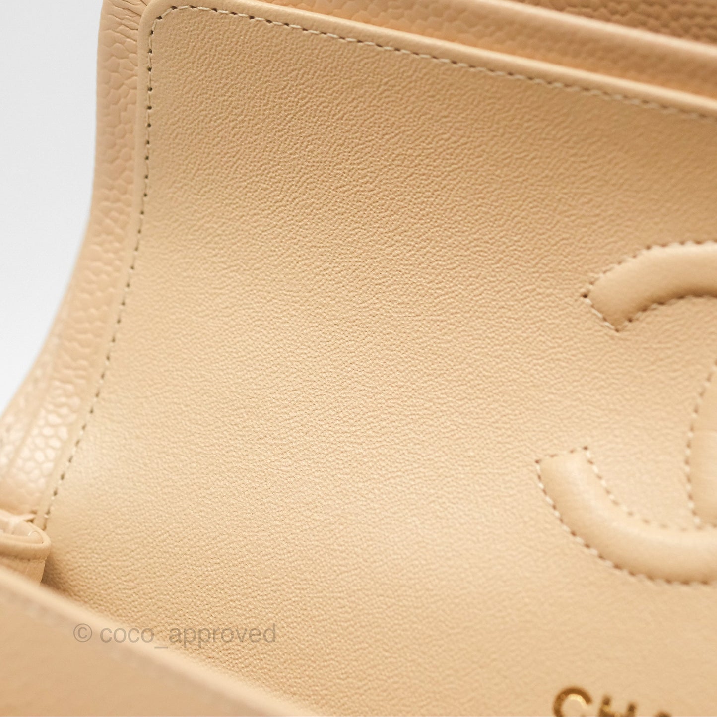 Chanel Classic Small S/M Quilted Flap Beige Caviar Gold Hardware