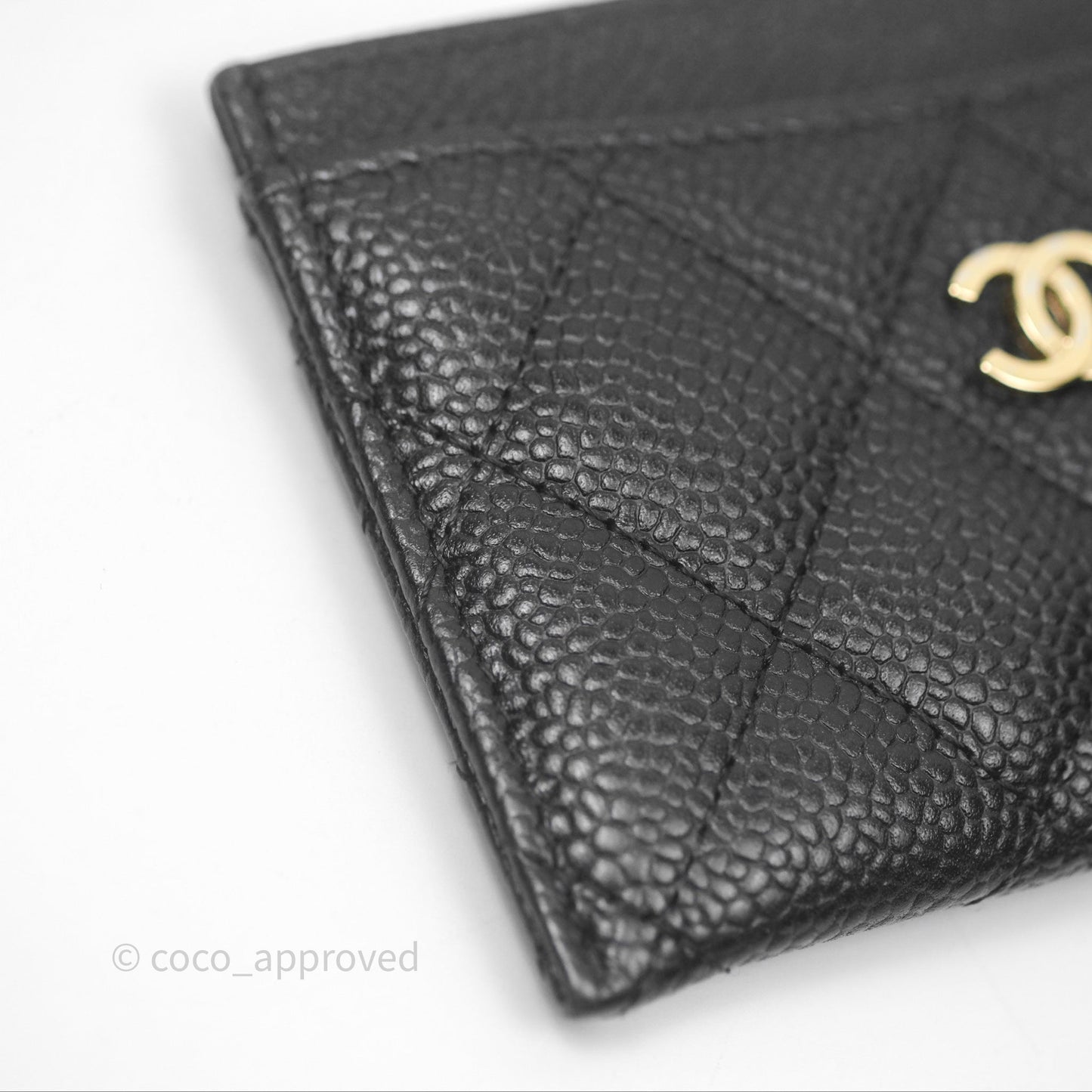 Chanel Classic Flat Card Holder Black Caviar Gold Hardware