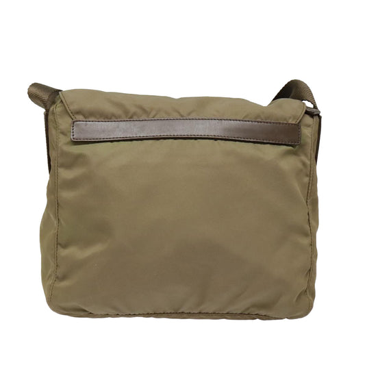 Luxury Prada Shoulder Bag Nylon Khaki Silver  92809