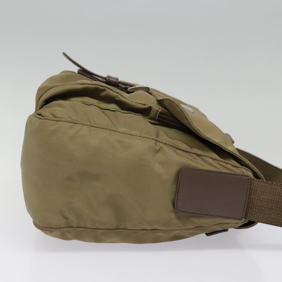 Luxury Prada Shoulder Bag Nylon Khaki Silver  92809