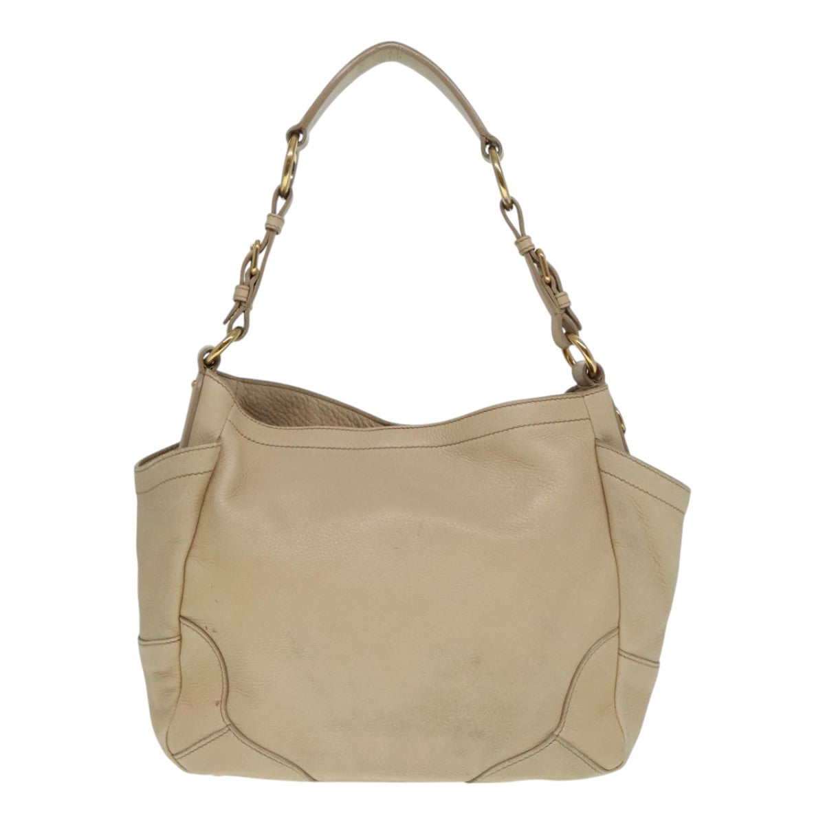 Luxury Prada Tote Bag Leather Beige Gold  92811