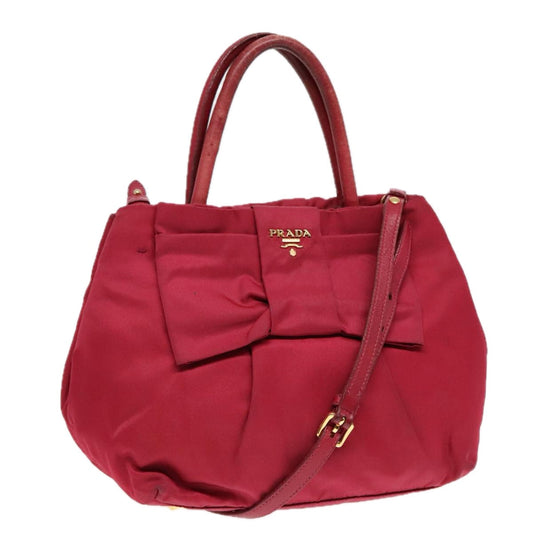 Luxury Prada Hand Bag Nylon 2way Pink Gold  92814