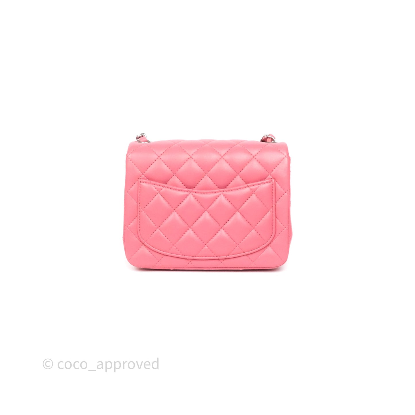 Chanel Mini Square Flap Quilted Pink Lambskin Silver Hardware
