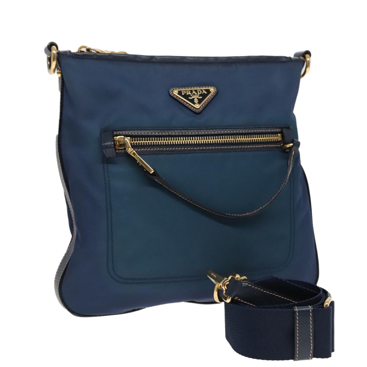 Luxury Prada Shoulder Bag Nylon Blue Gold  92817