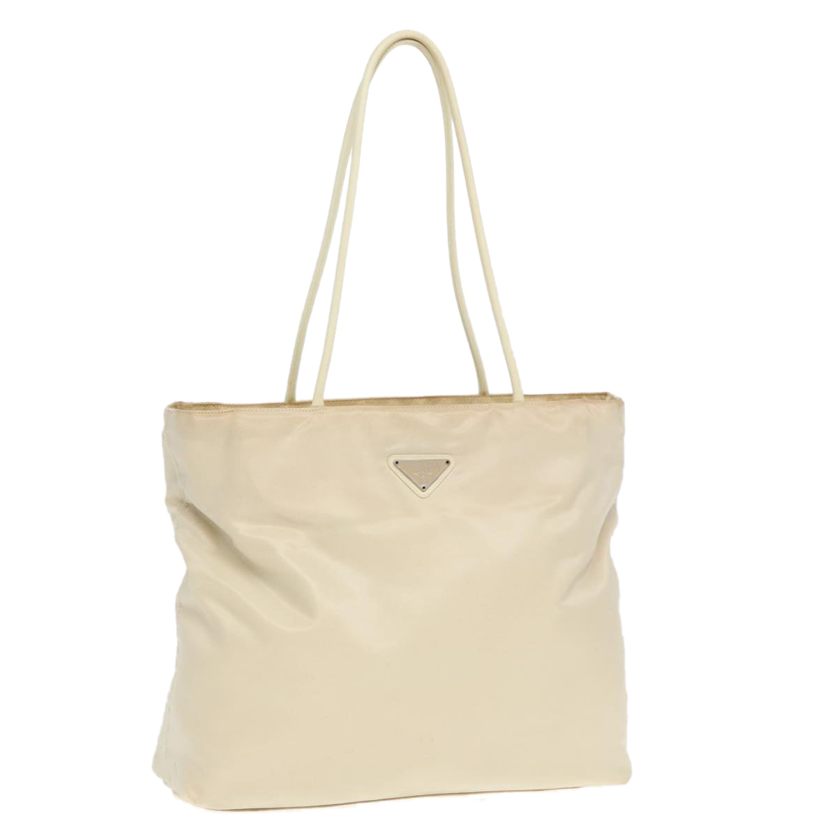 Luxury Prada Tote Bag Nylon Beige Silver  92818