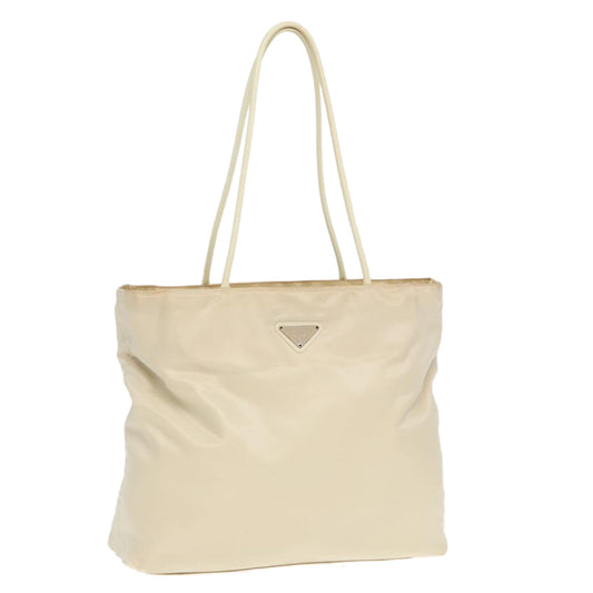 Luxury Prada Tote Bag Nylon Beige Silver  92818