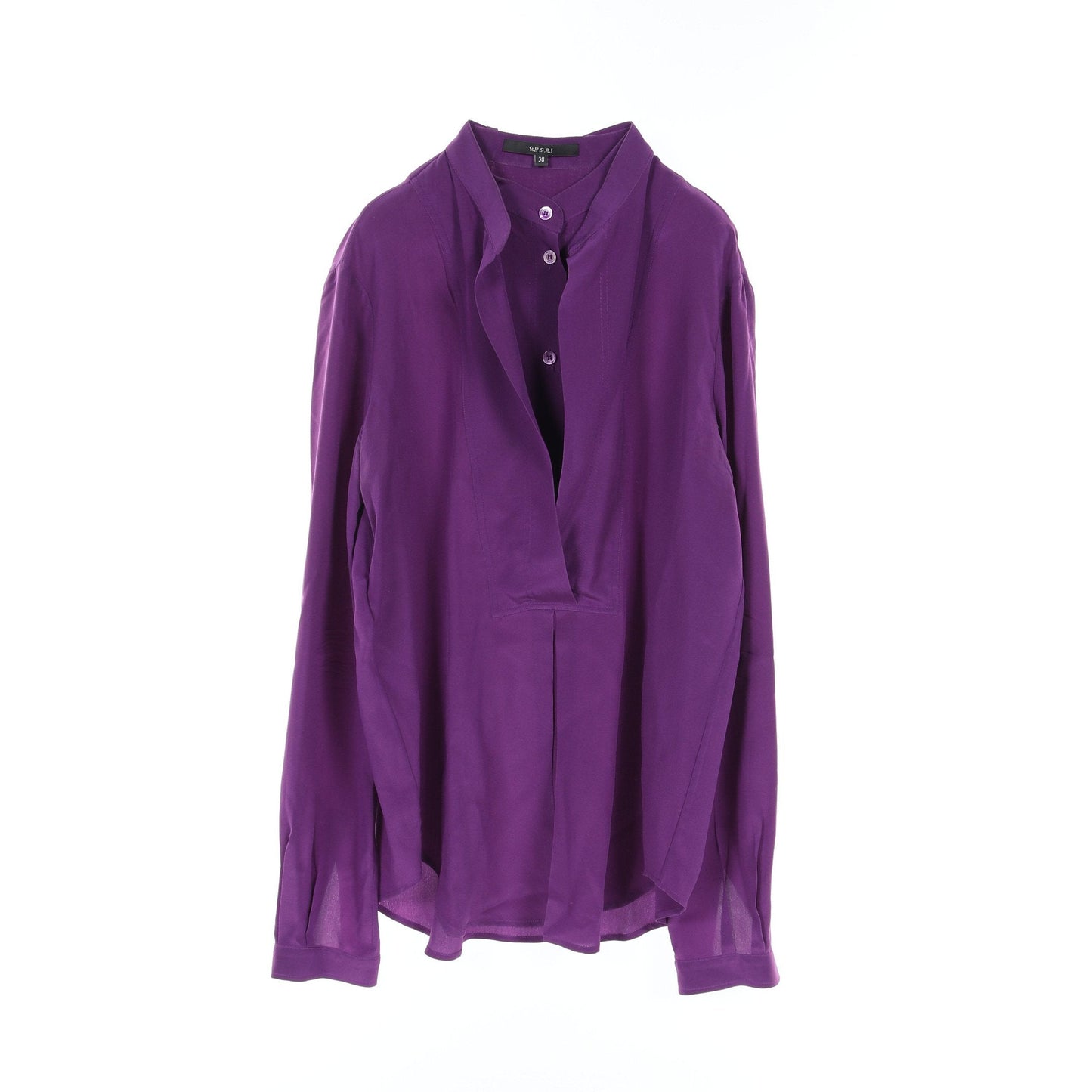 Luxury Gucci Trending 2025 Shirt Collarless Silk Purple