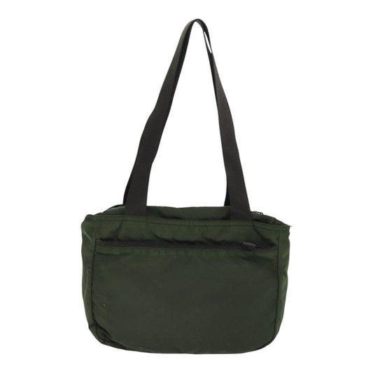 Luxury Prada Tote Bag Nylon Khaki Brown Silver  92859