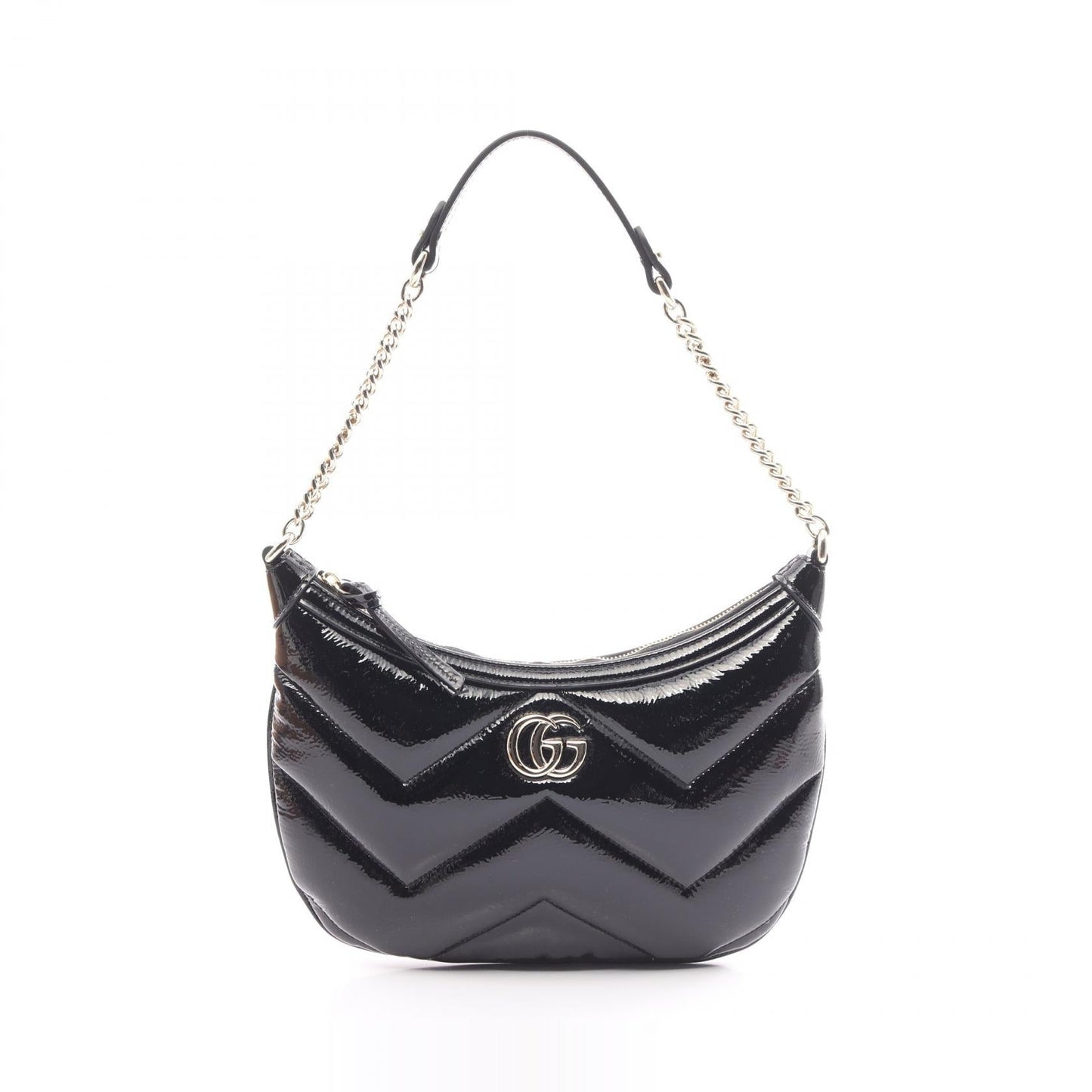 Luxury Gucci Trending 2025 GG Marmont Small Shoulder bag Patent leather Black