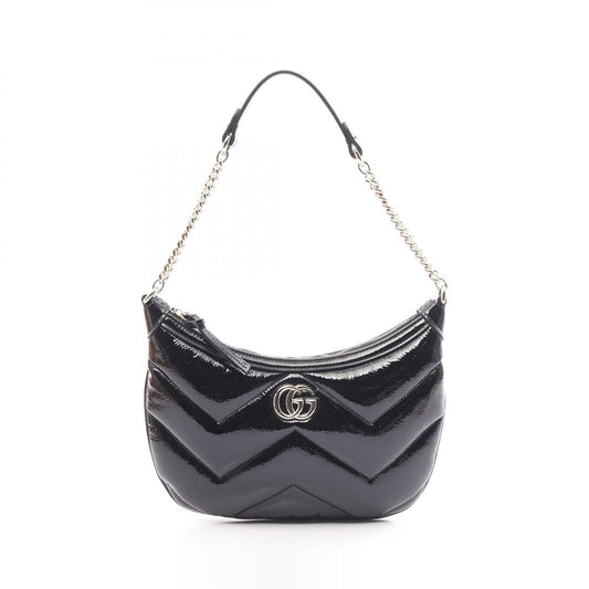 Luxury Gucci Trending 2025 GG Marmont Small Shoulder bag Patent leather Black