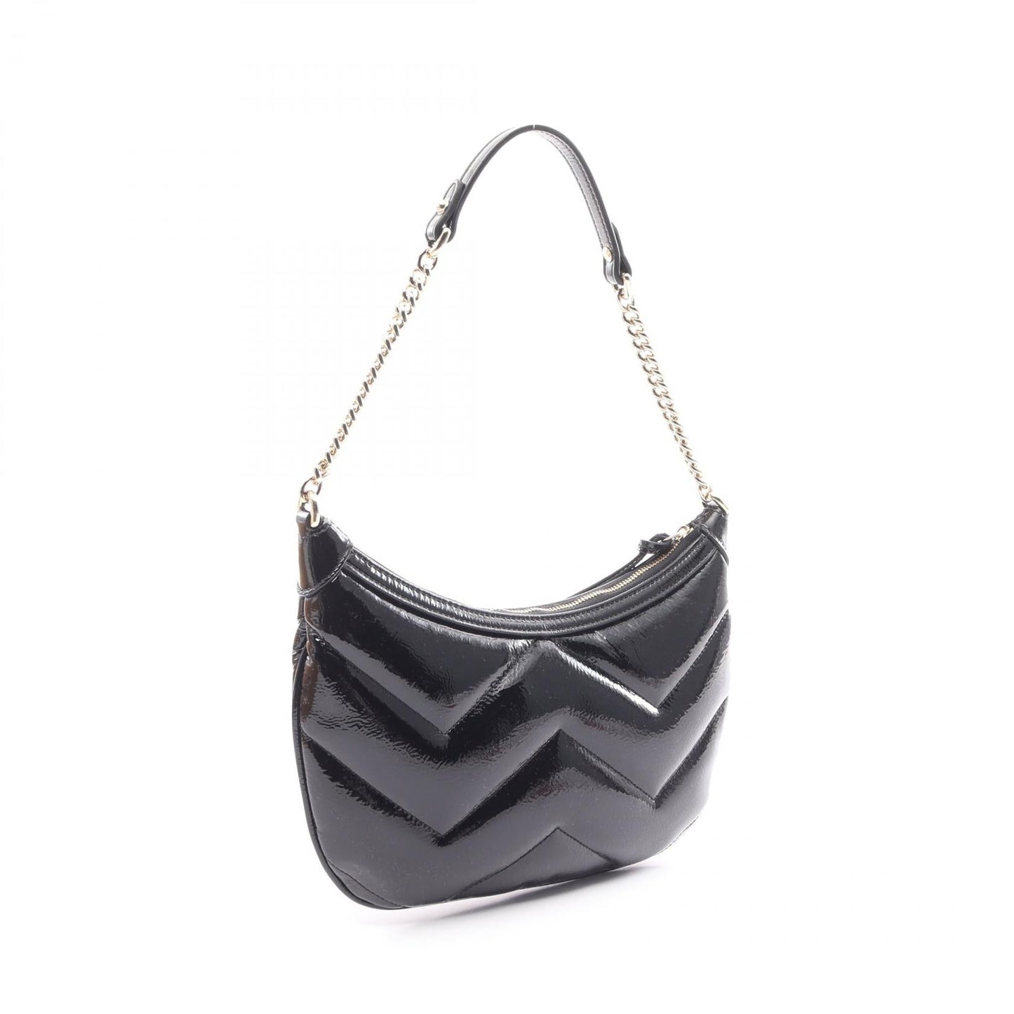Luxury Gucci Trending 2025 GG Marmont Small Shoulder bag Patent leather Black