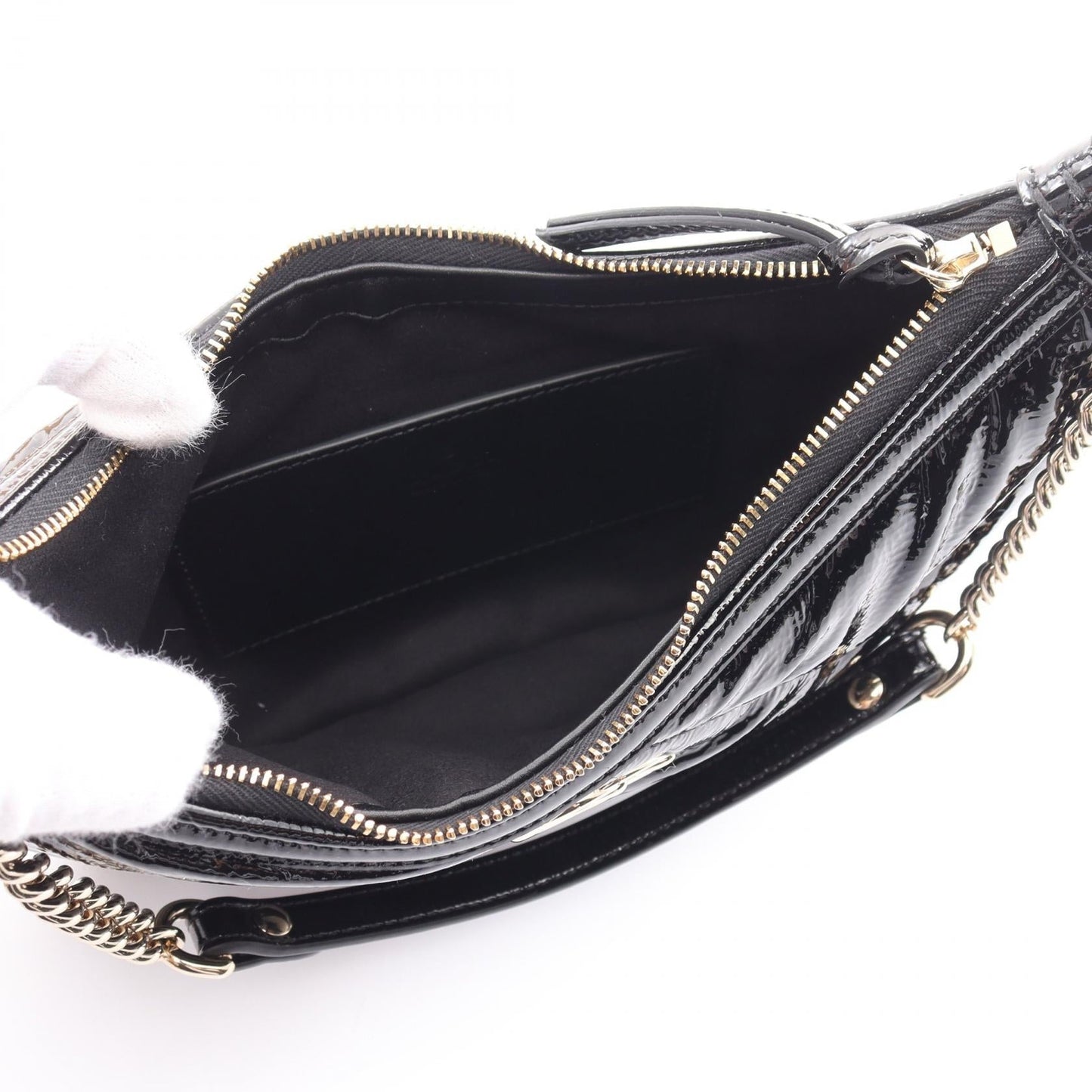 Luxury Gucci Trending 2025 GG Marmont Small Shoulder bag Patent leather Black