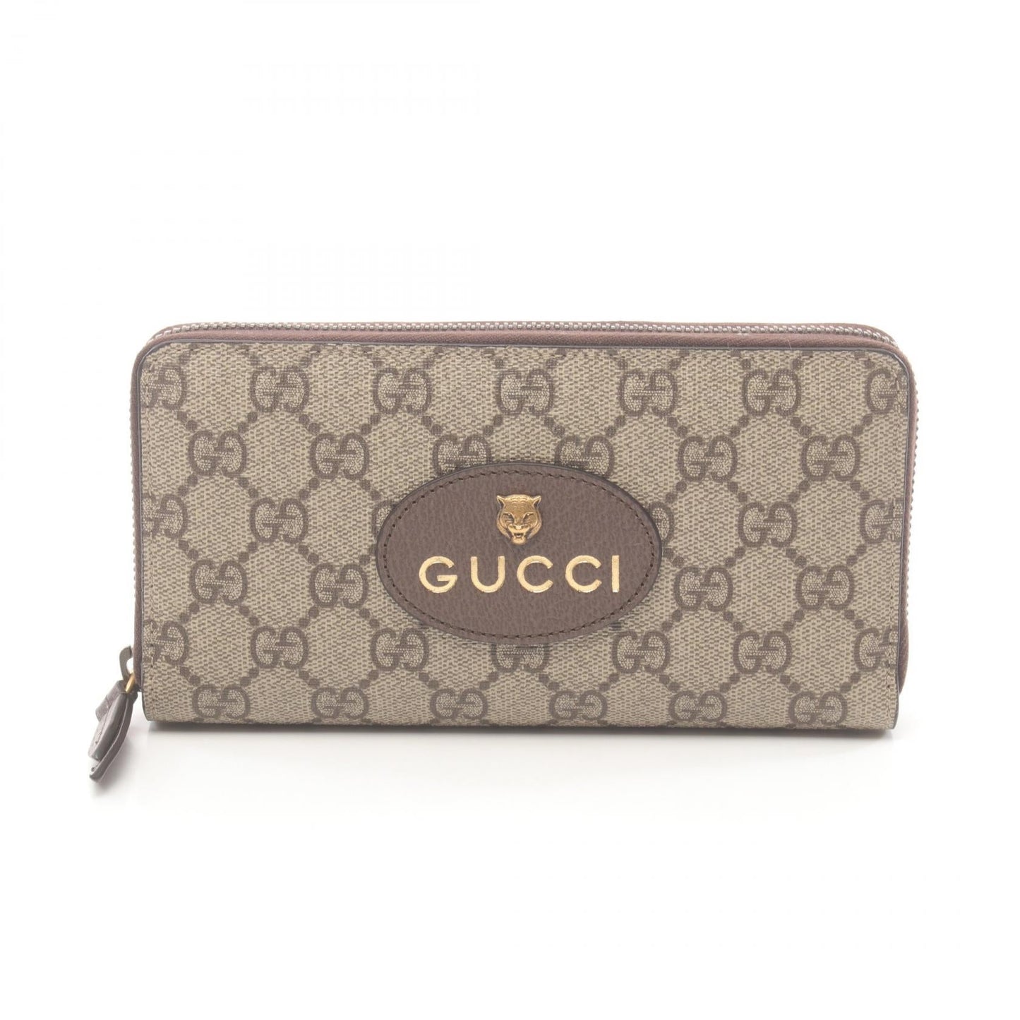 Luxury Gucci Trending 2025 GG Supreme Round zipper long wallet PVC Coated Canvas Leather Beige Brown