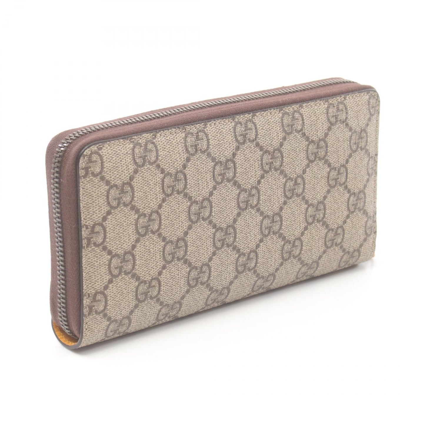 Luxury Gucci Trending 2025 GG Supreme Round zipper long wallet PVC Coated Canvas Leather Beige Brown