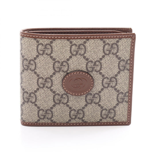 Luxury Gucci Trending 2025 Interlocking G GG Supreme Bi-fold wallet PVC Coated Canvas Leather Gray Black