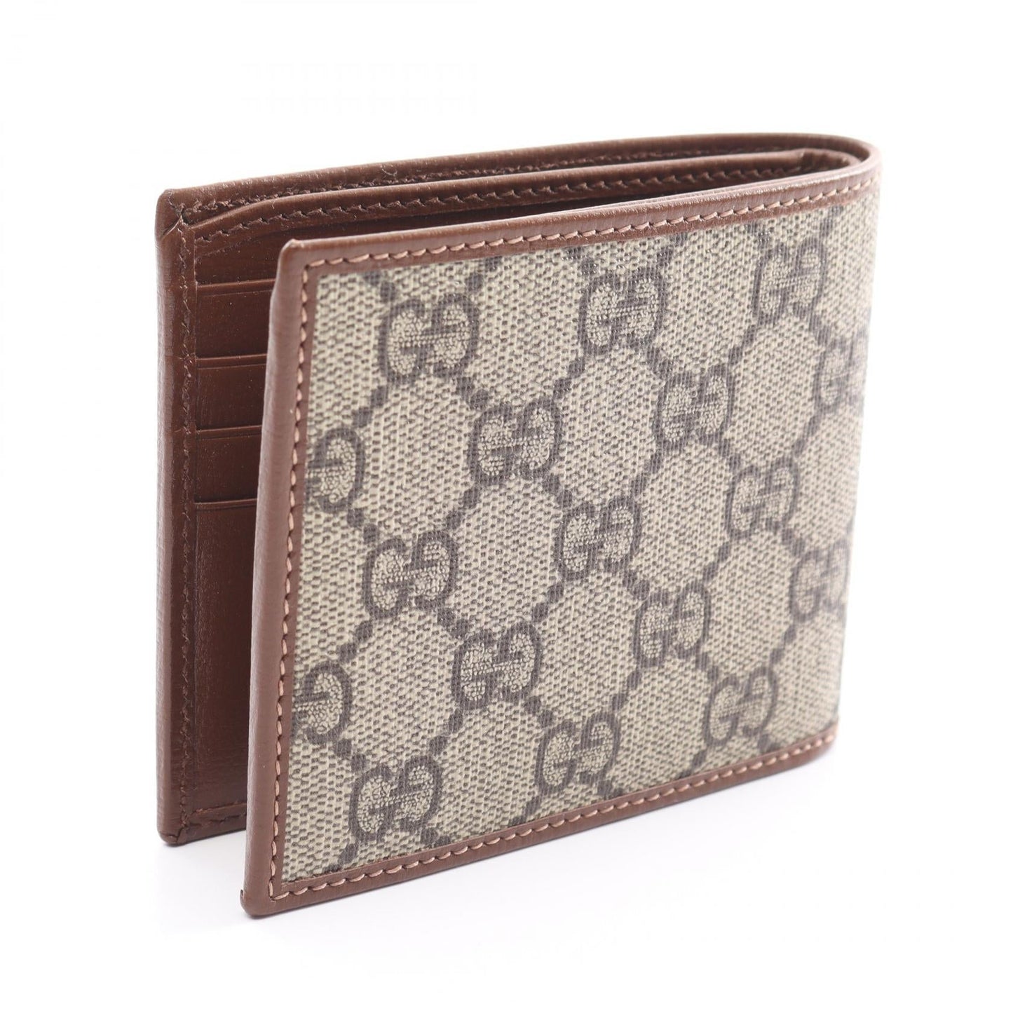 Luxury Gucci Trending 2025 Interlocking G GG Supreme Bi-fold wallet PVC Coated Canvas Leather Gray Black