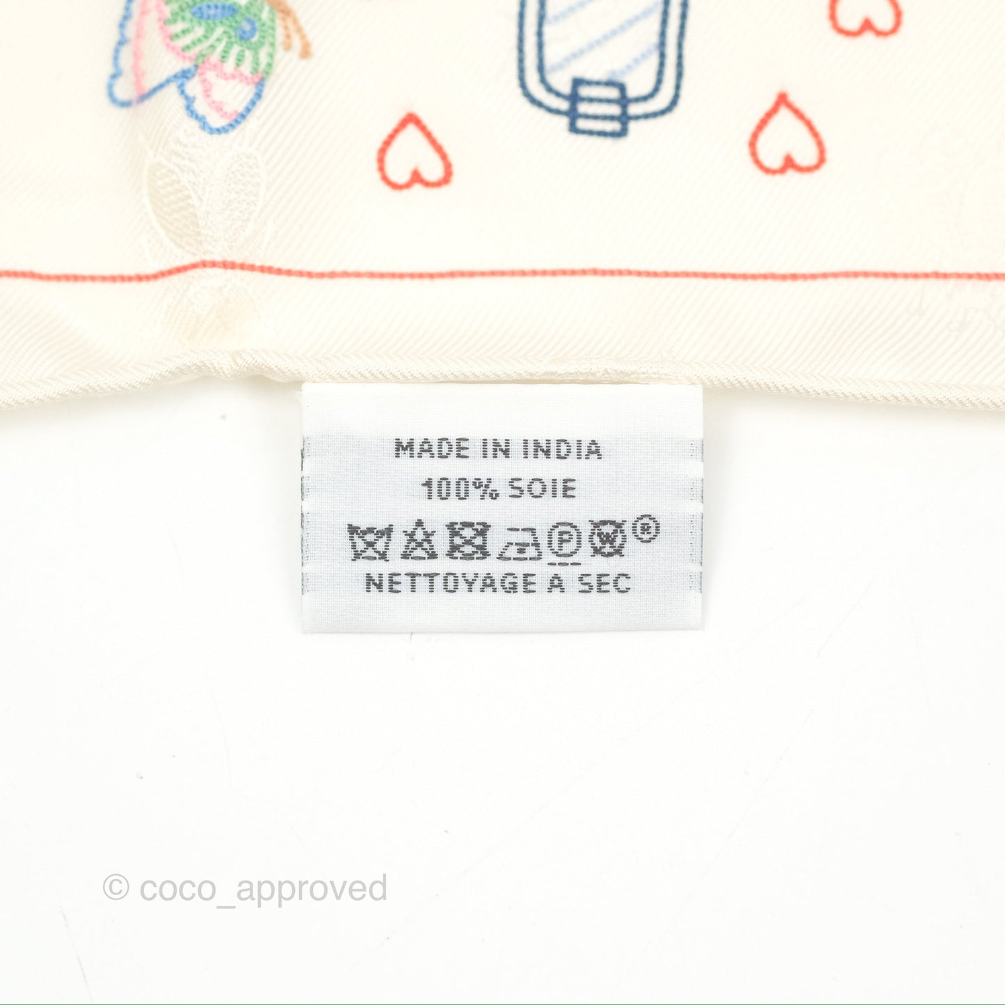 Hermes Story Embroidered Triangle Scarf Silk Ivory