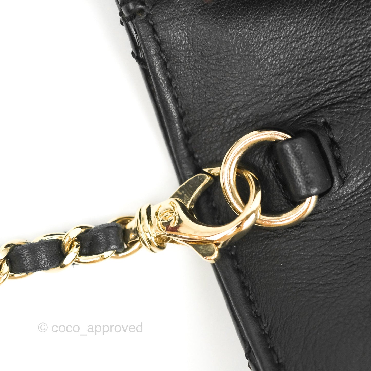Chanel Golden Class Wallet On Chain WOC Black Patent Gold Hardware