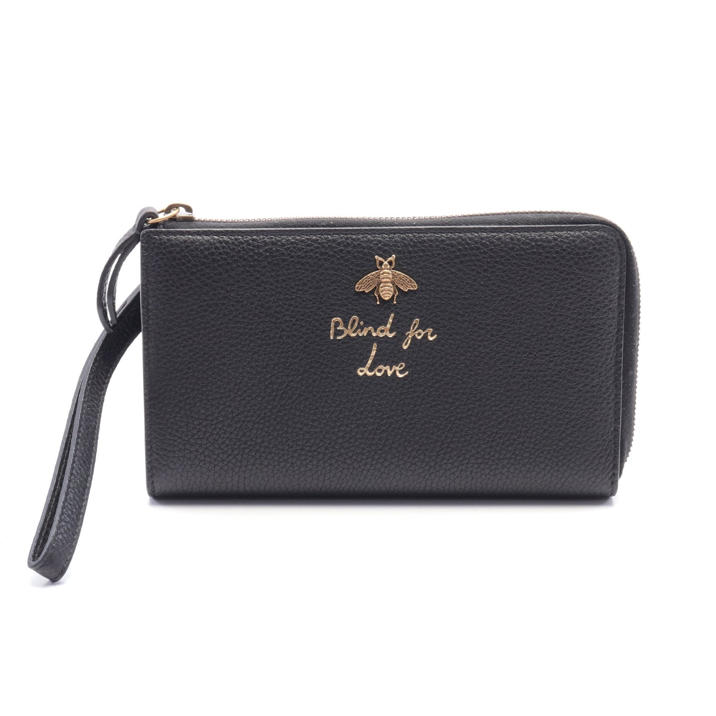 Luxury Gucci Trending 2025 Animalier Bee Round zipper long wallet Leather Black