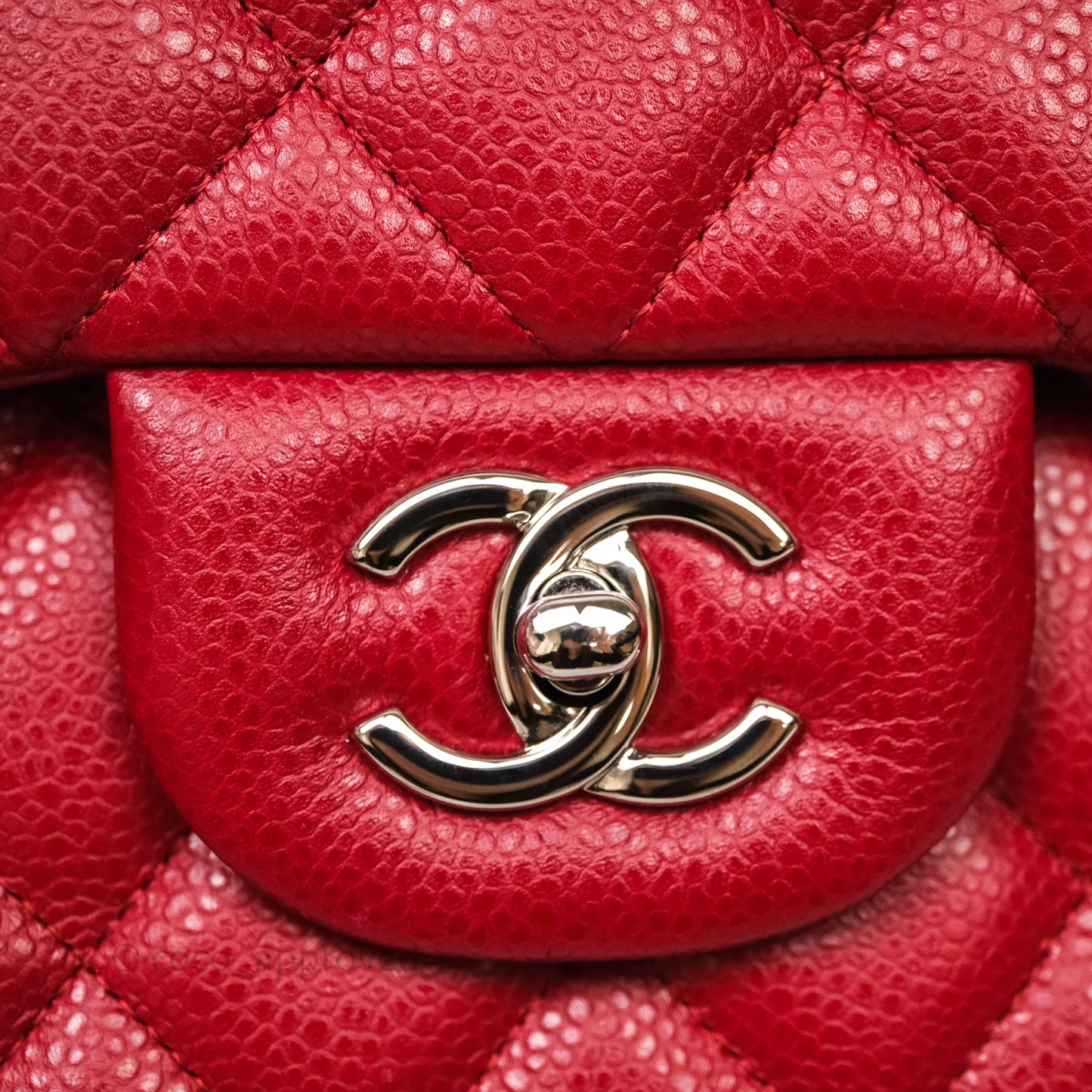 Chanel Jumbo Double Flap Red Caviar Silver Hardware⁣⁣