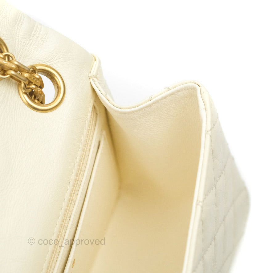 Chanel Mini Reissue 224 White Ivory Aged Calfskin Aged Gold Hardware