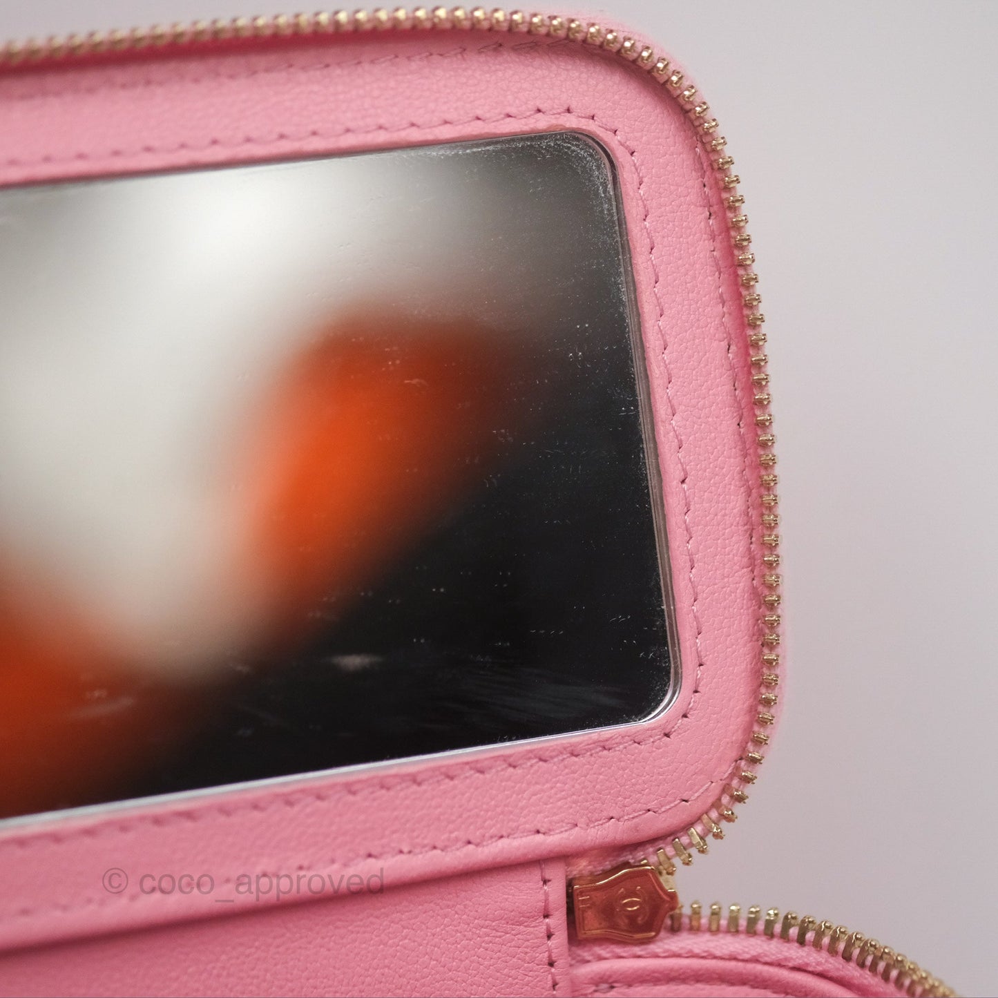 Chanel Vanity Rectangular with Top Handle Pink Lambskin Aged Gold Hardware