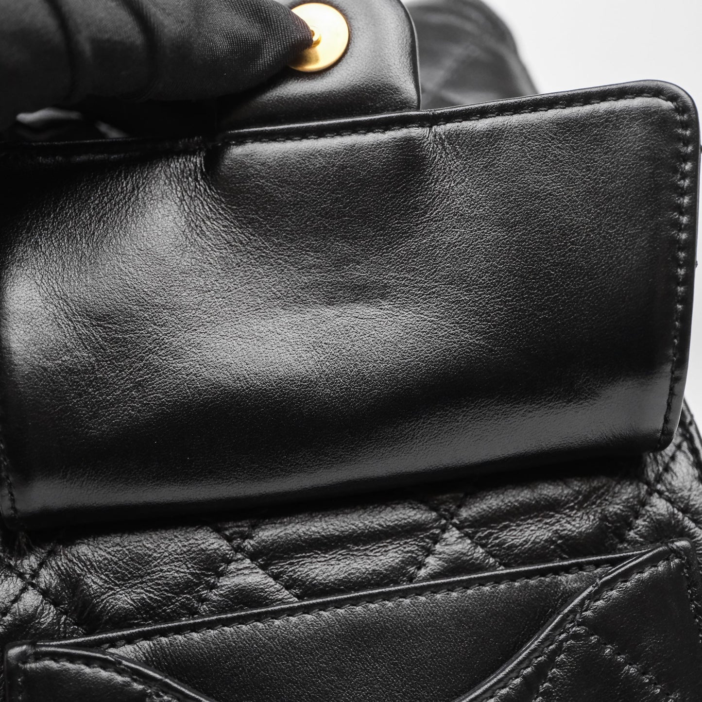 Chanel 25 Medium Black Crumpled Calfskin Aged Gold Hardware