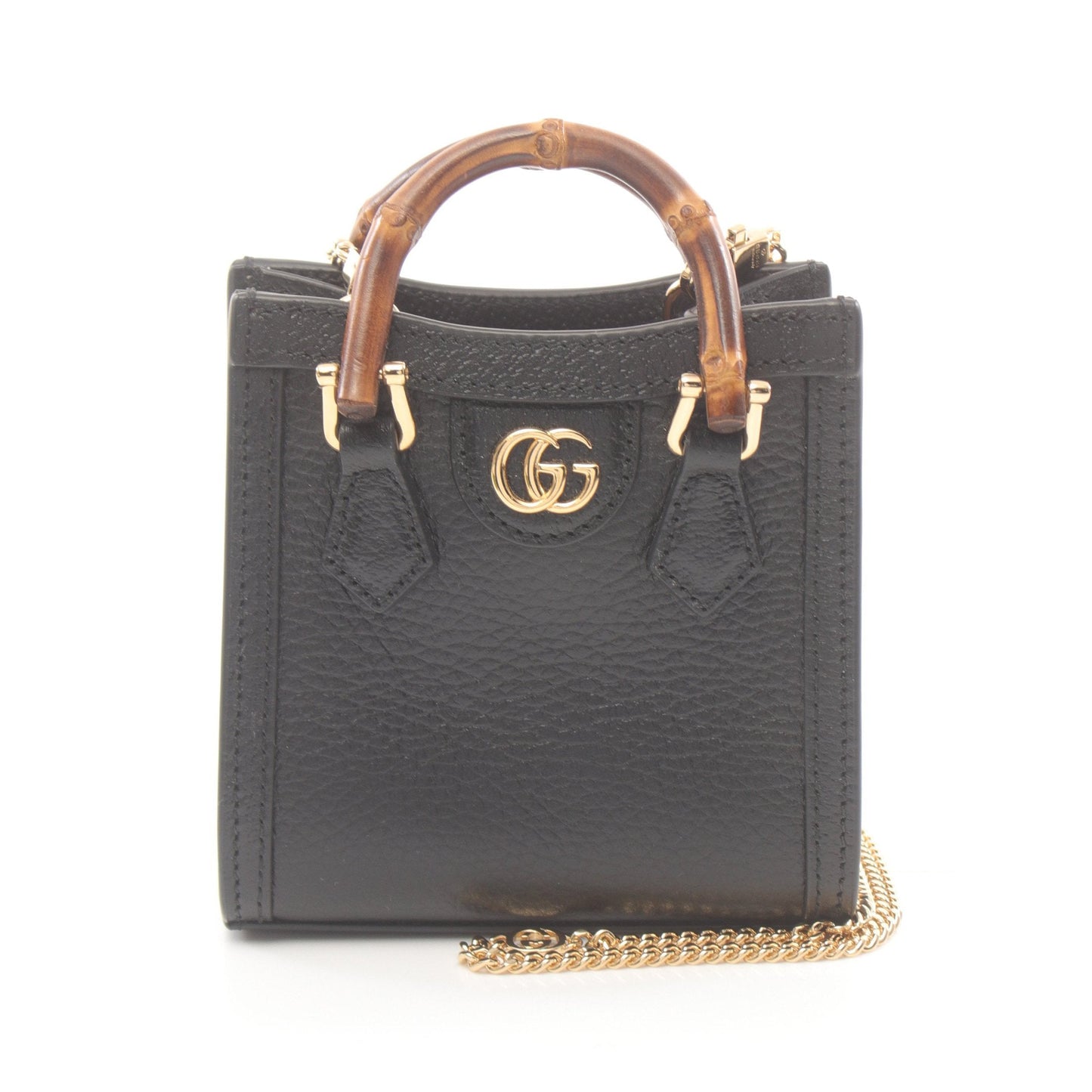 Luxury Gucci Trending 2025 Diana Supermarket Mini Bag Handbag Leather Black 2WAY
