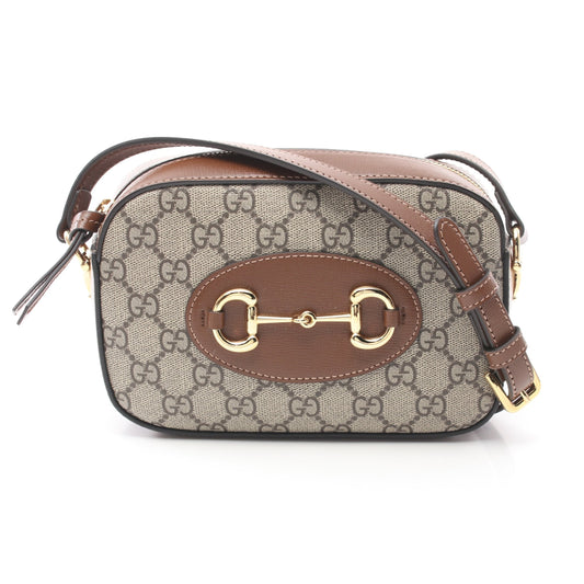 Luxury Gucci Trending 2025 Horsebit 1955 Mini Shoulder bag PVC Leather Beige Brown