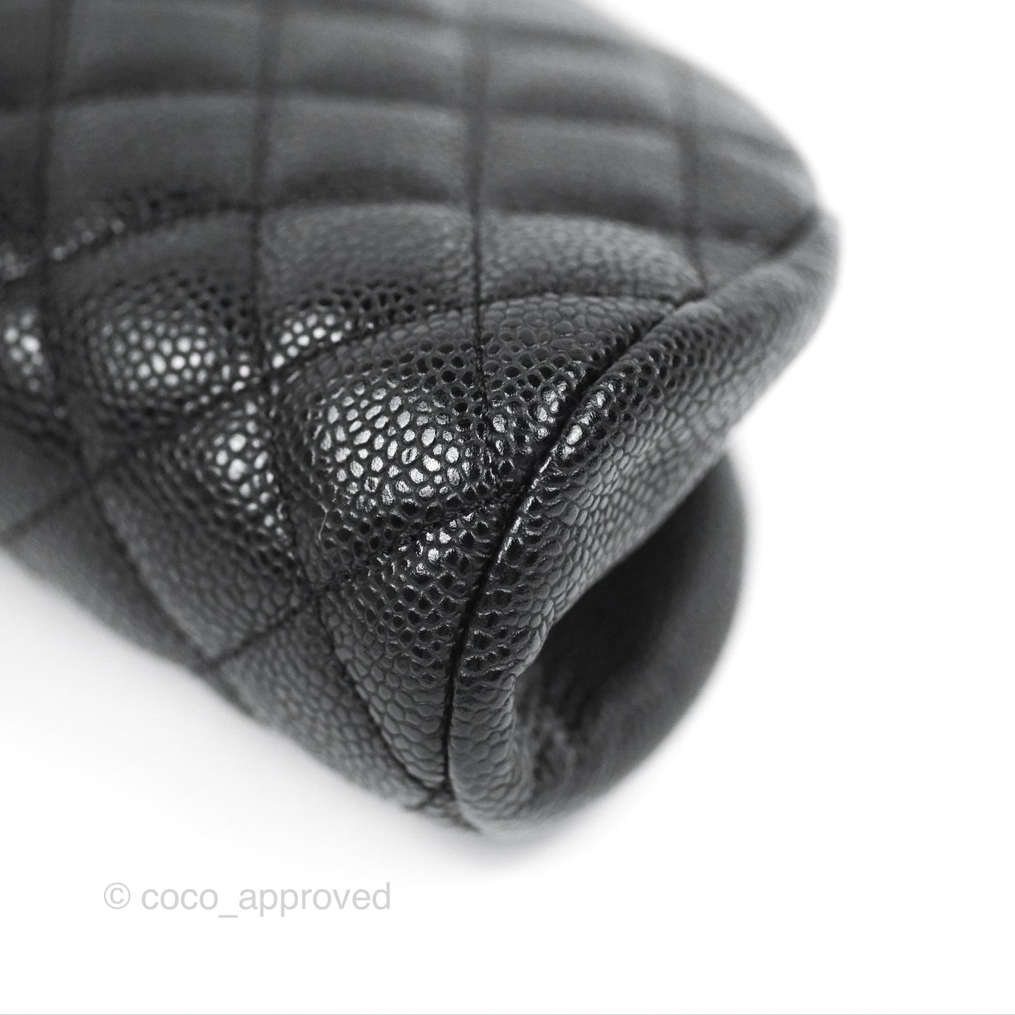 Chanel Quilted Timeless Kisslock Clutch Black Caviar Silver Hardware