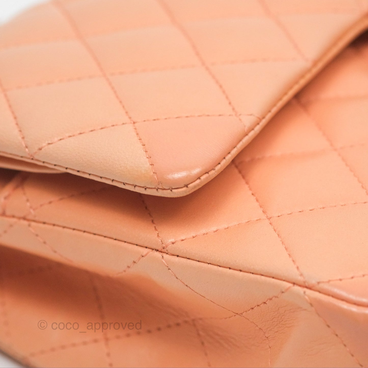 Chanel Classic M/L Medium Flap Quilted Peach Lambskin Gold Hardware