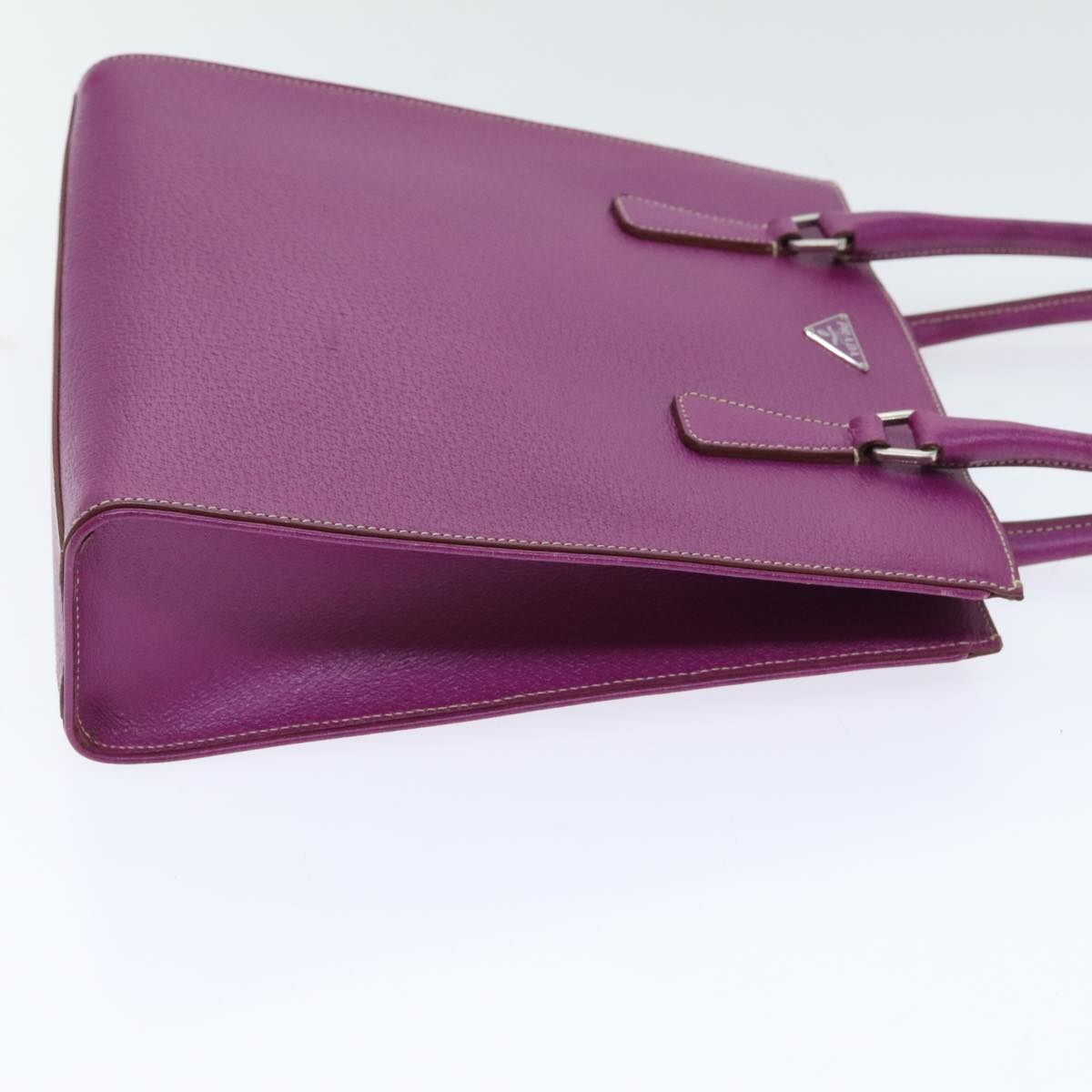 Luxury Prada Hand Bag Leather Purple Silver  92932
